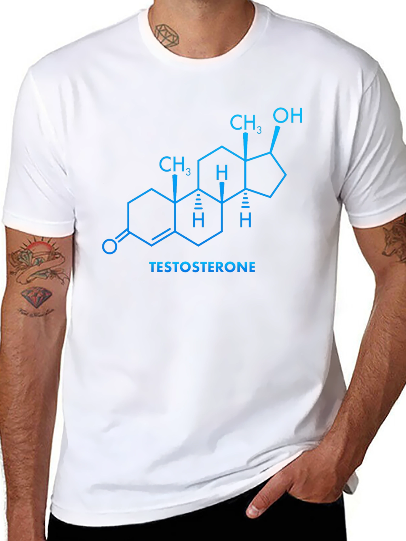 Black Testosterone Molecule T-Shirt - Science Tee view 8
