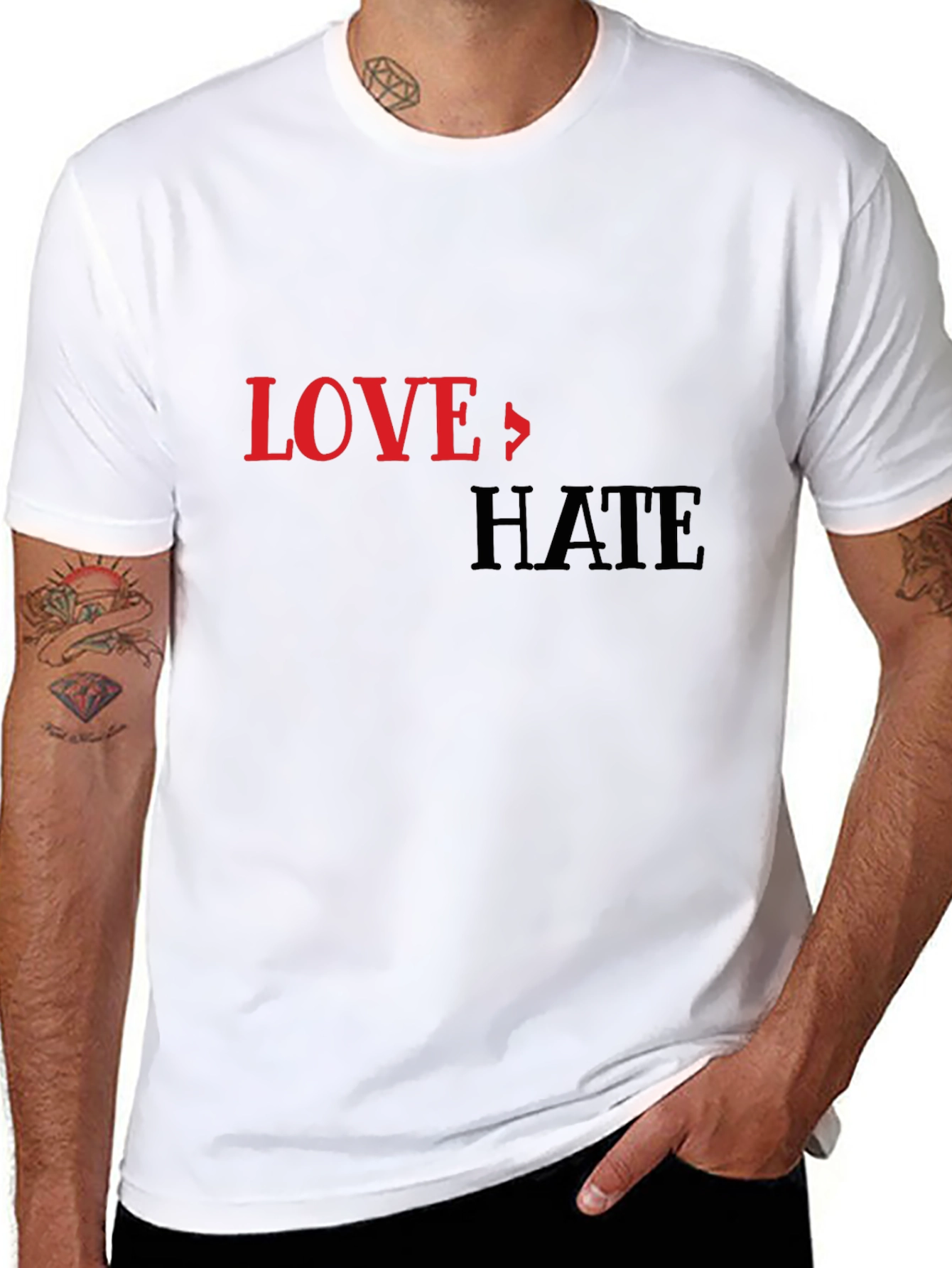 Black Love To Hate Graphic Print T-Shirt view 8