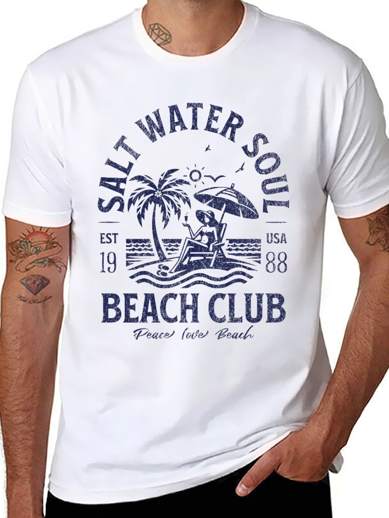 Black Salt Water Soul Beach Club Tee view 8
