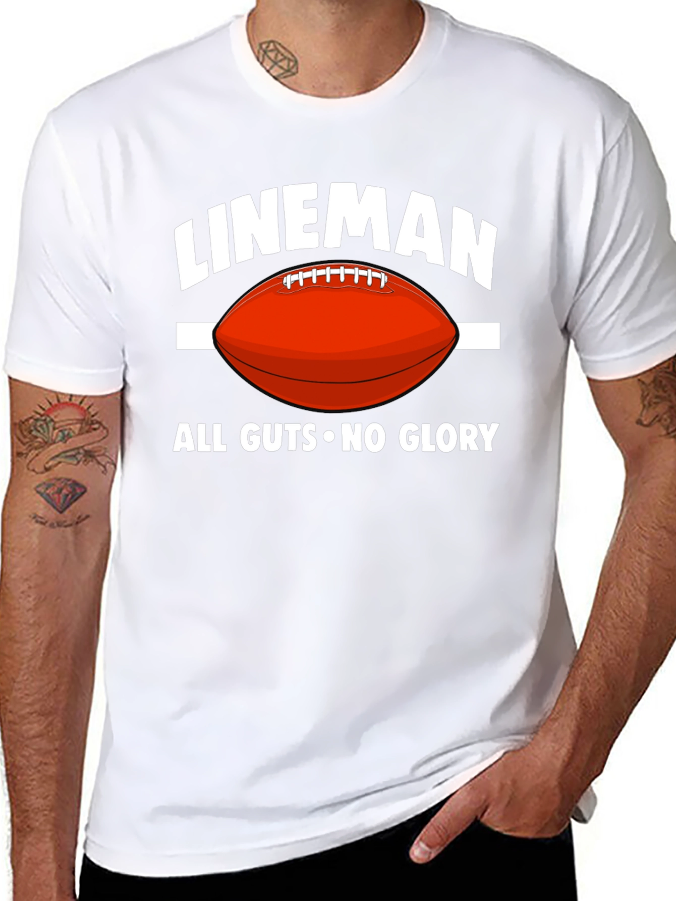 Black Lineman All Guts No Glory Football T-Shirt view 8
