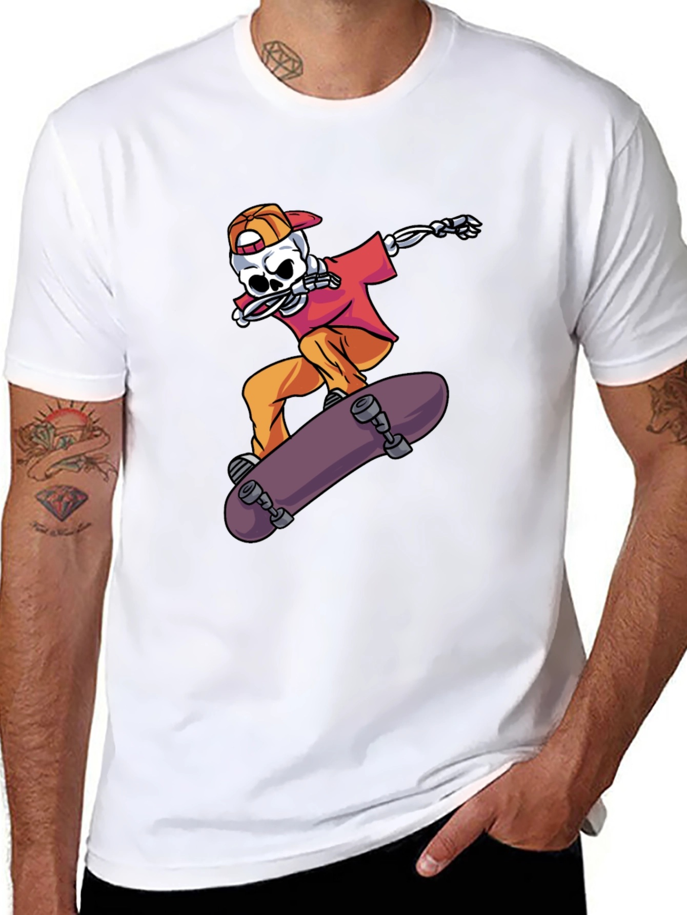 Black Skateboarding Skeleton Graphic Tee - Cool & Edgy Style view 8