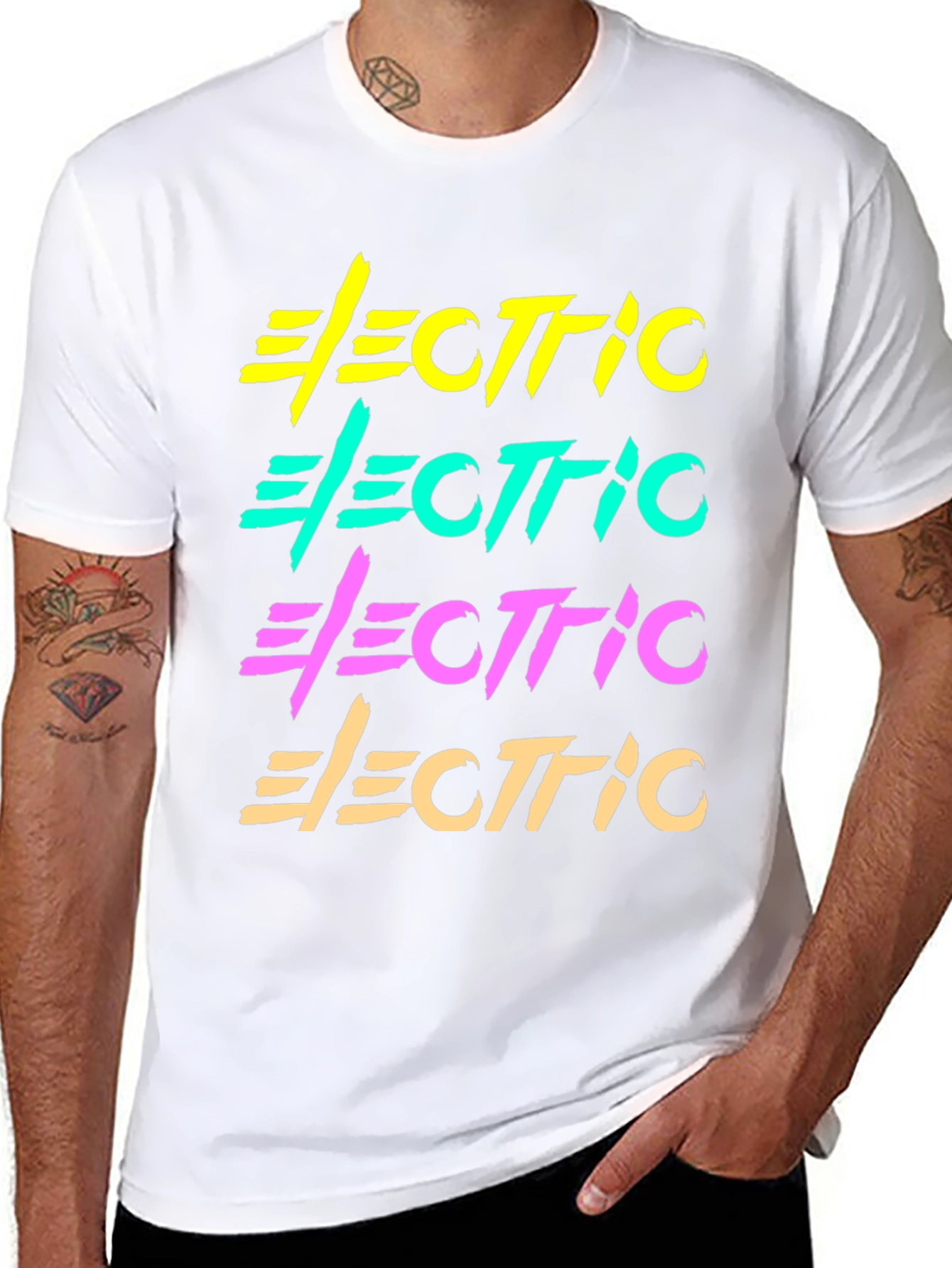 Black Electric Retro Graphic T-Shirt Black Cotton Tee view 8