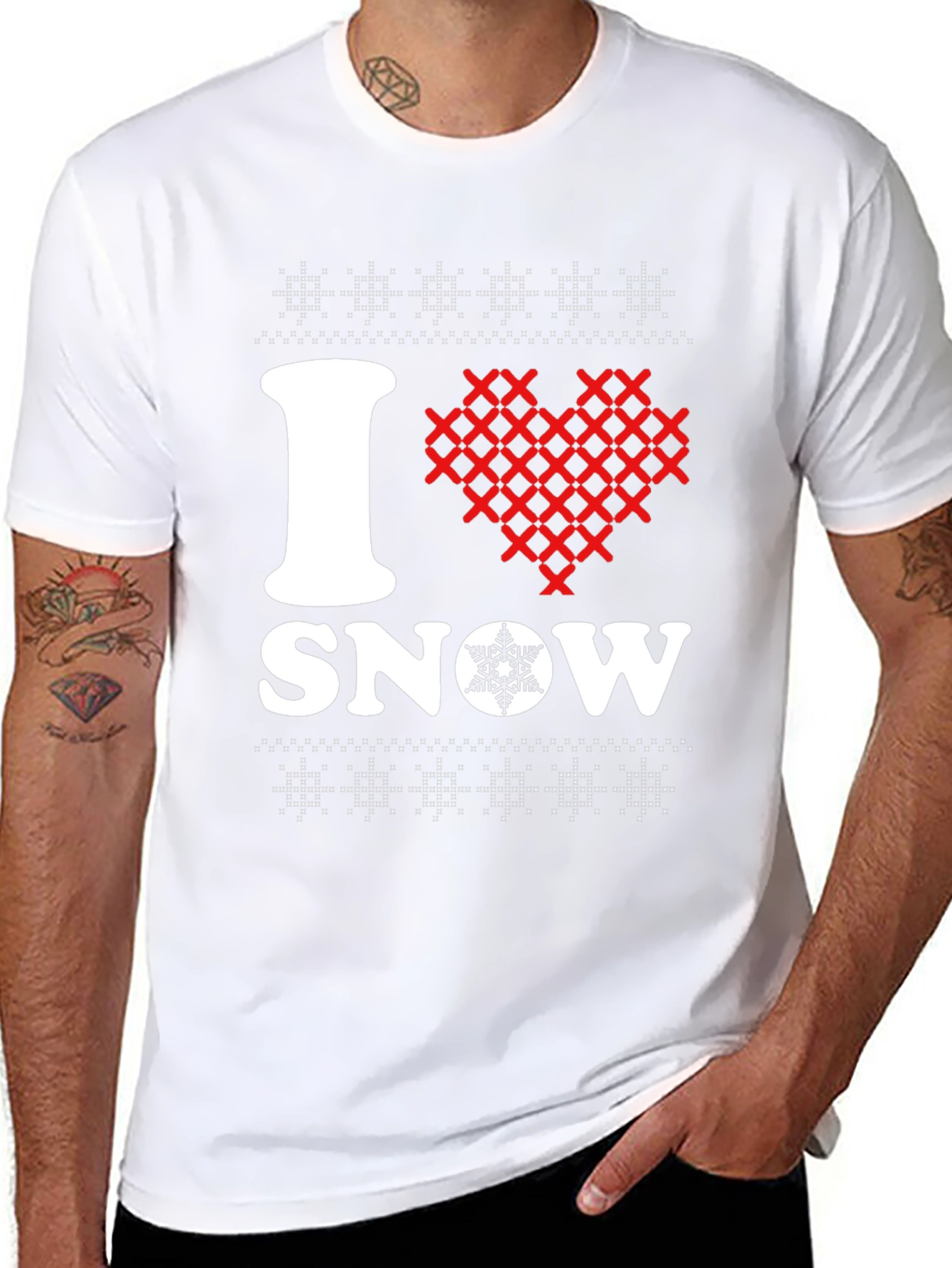 Black I Love Snow T-Shirt view 8