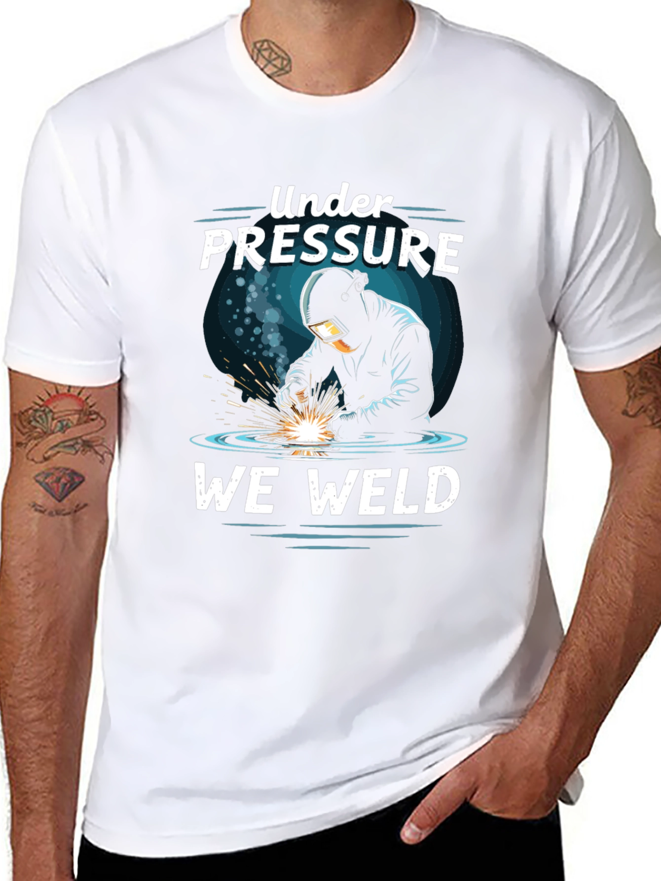 Black Under Pressure We Weld Graphic T-Shirt view 8