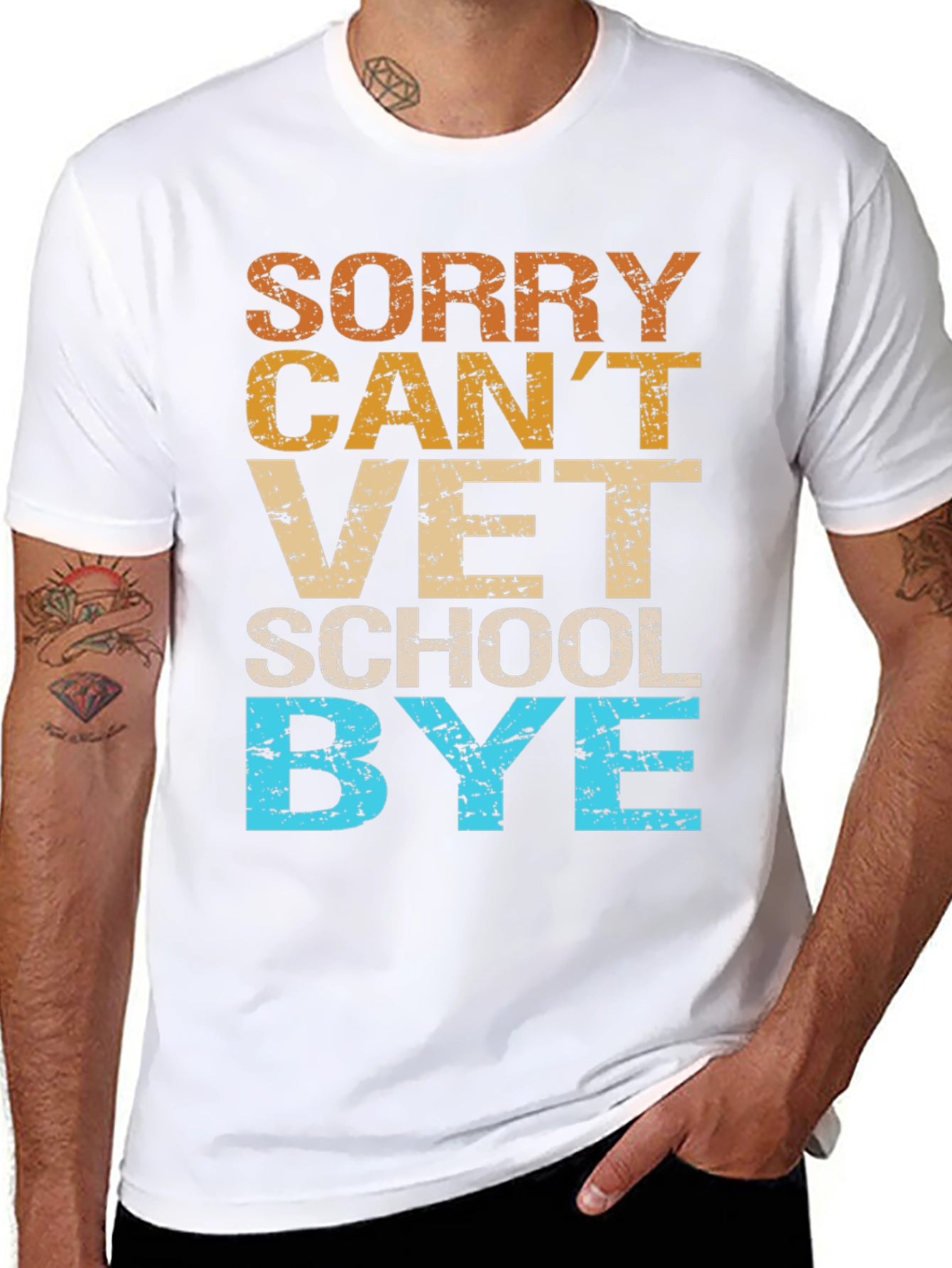 Black Sorry Can't Vet School Bye T-Shirt view 8