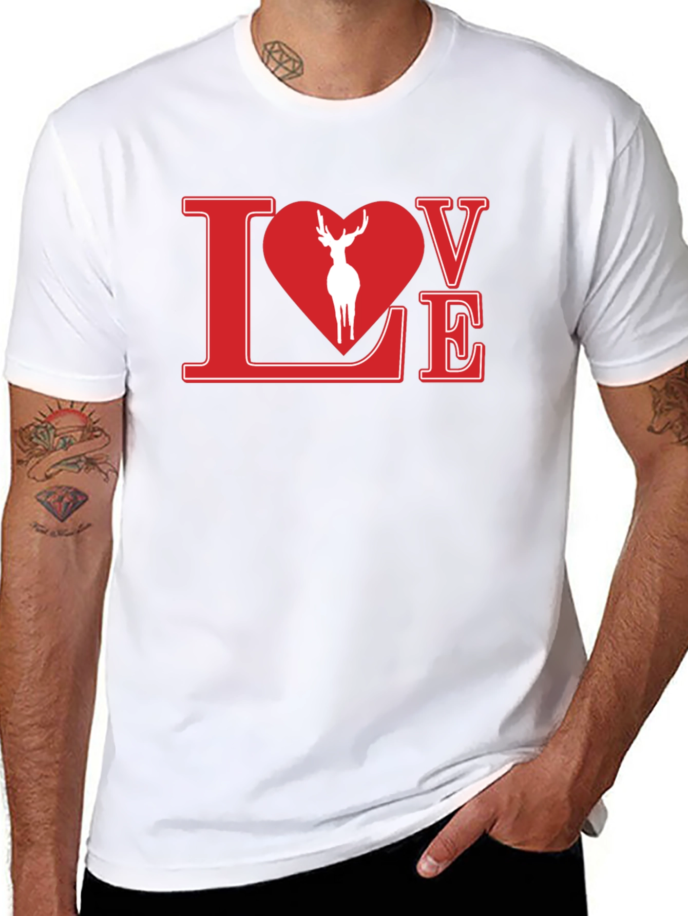 Black Love Deer Graphic Tee - Stylish Black Shirt view 8