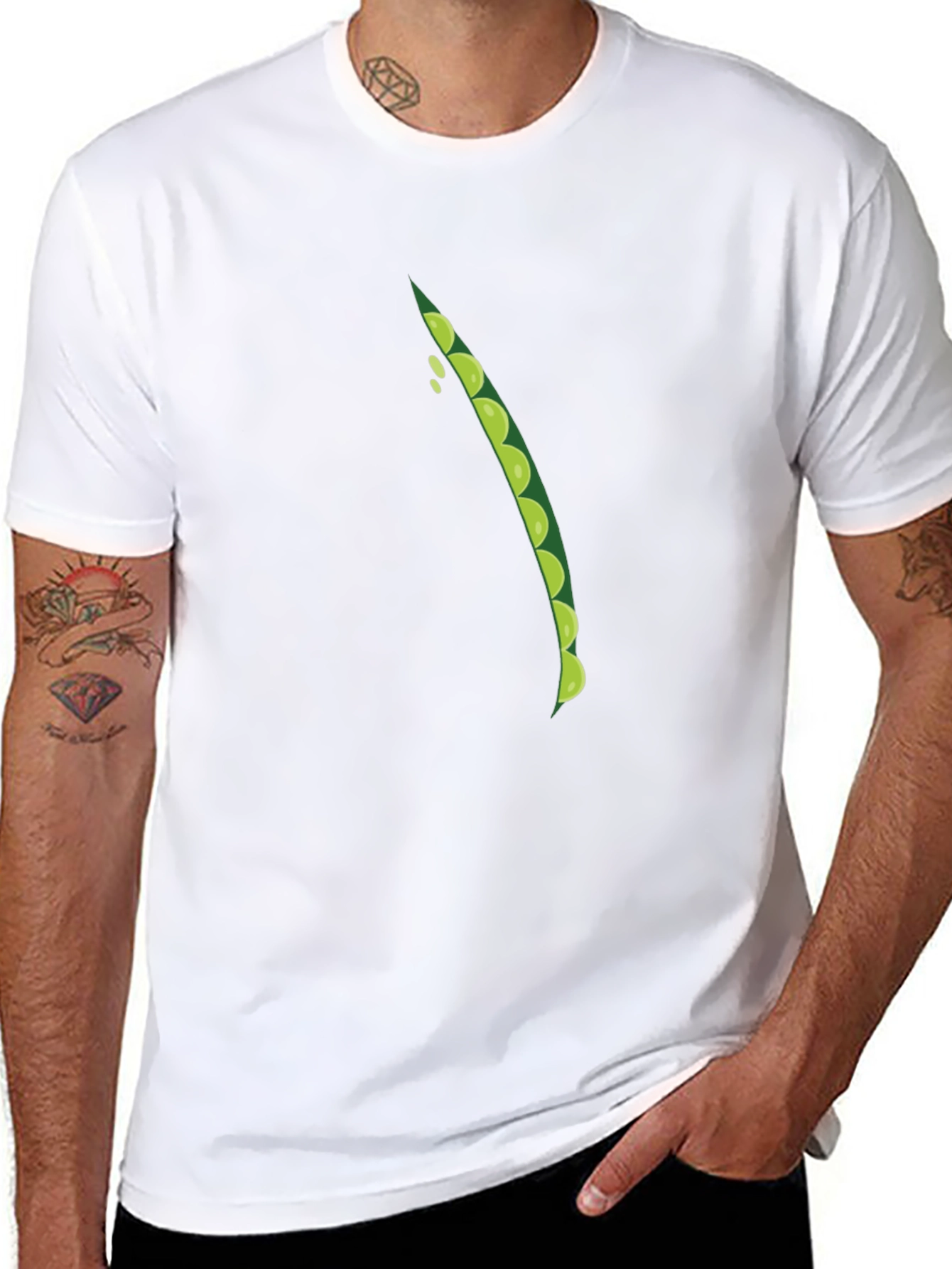 Black Pea Pod Graphic Tee - Casual Crew Neck T-Shirt view 8