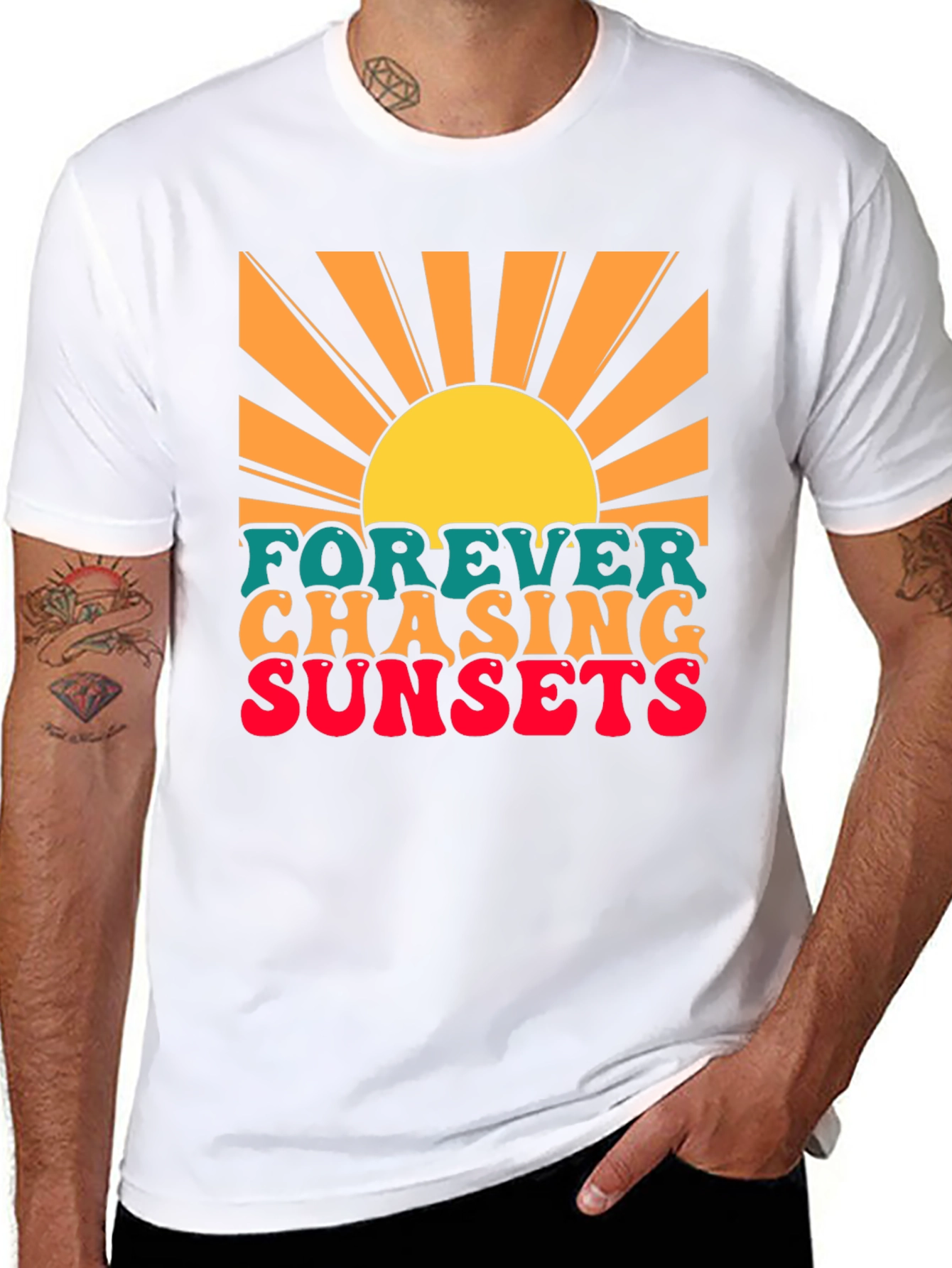 Black Forever Chasing Sunsets Graphic T-Shirt view 8