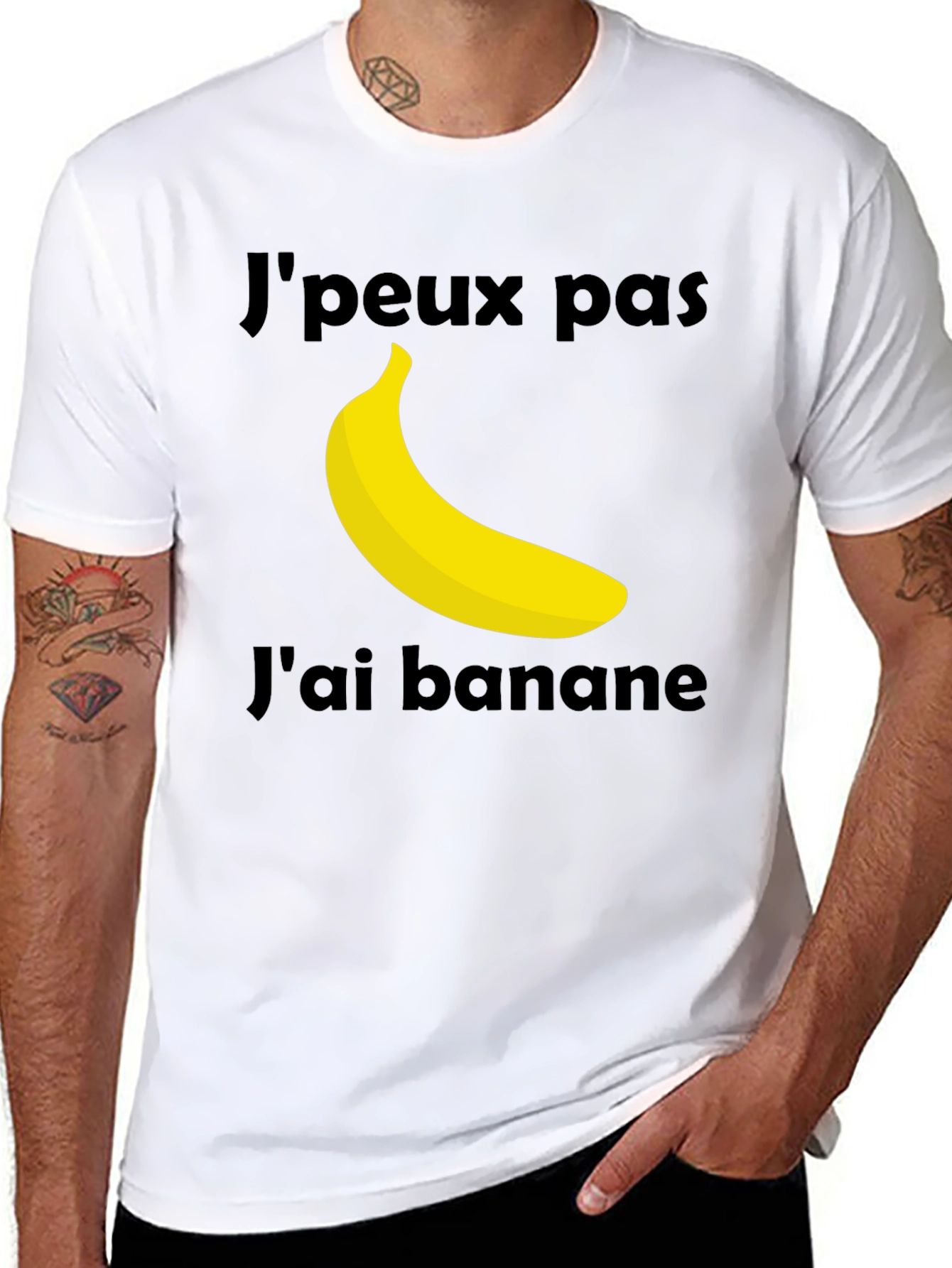 Black J'peux Pas J'ai Banane T-Shirt - Funny French Banana Tee view 8