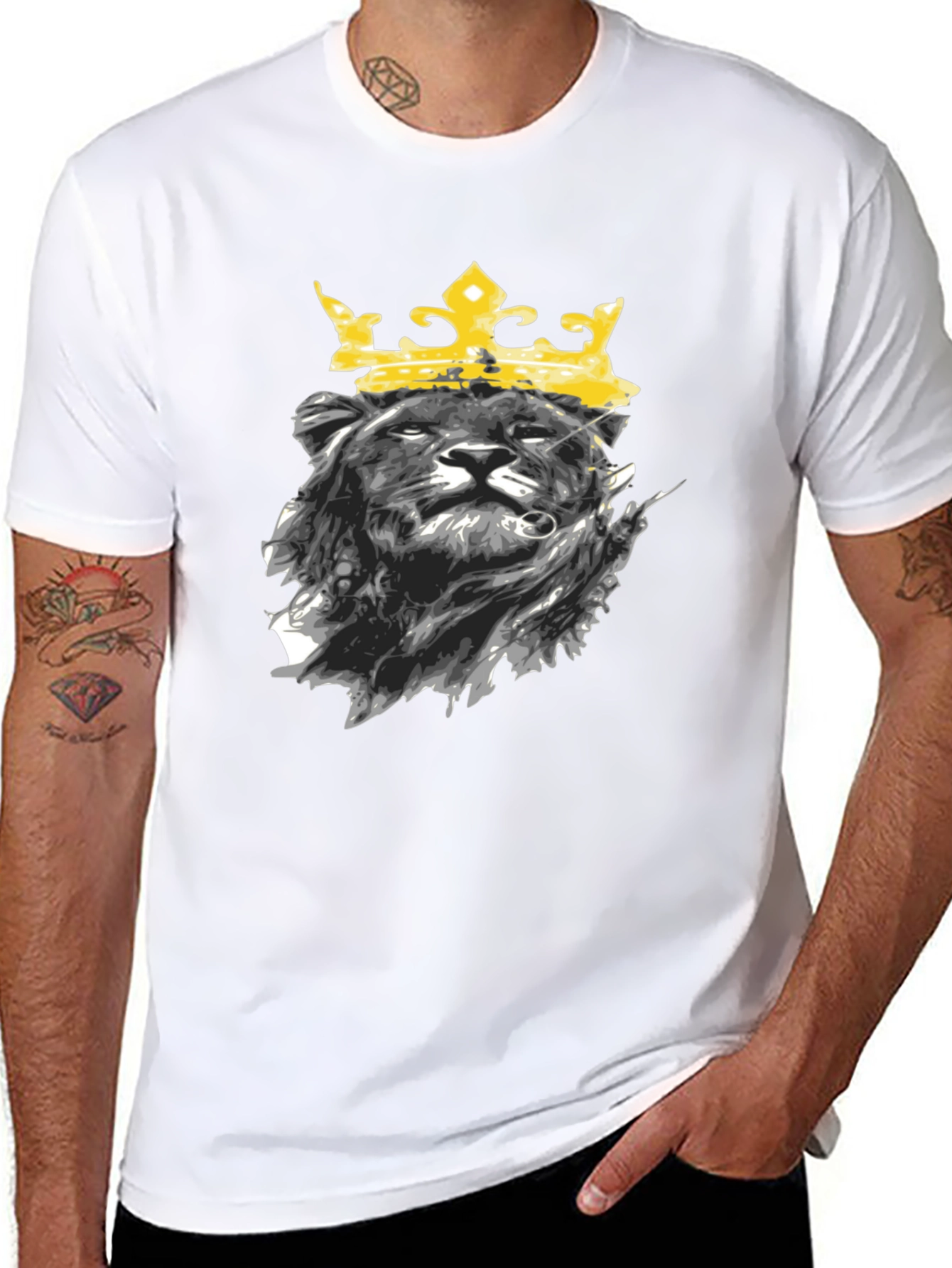 Black Lion King Graphic Tee - Black Cotton T-Shirt view 8