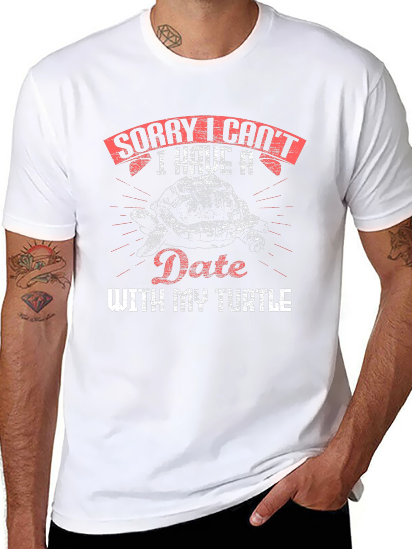 Black Sorry I Can't Date With My Turtle Graphic T-Shirt view 8