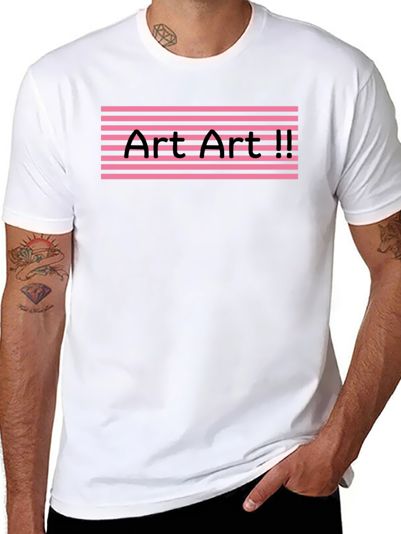 Black Art Art II Graphic Tee - Pink Stripes, Black T-Shirt view 8