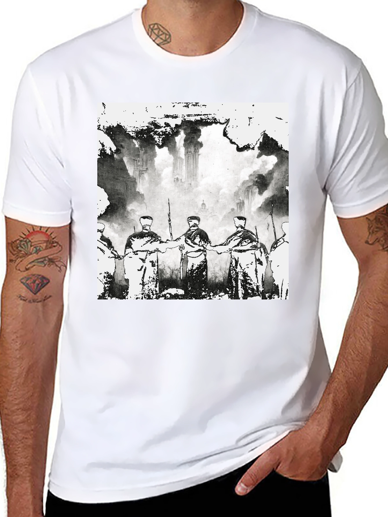 Black Vintage Style Graphic Tee - Black view 8