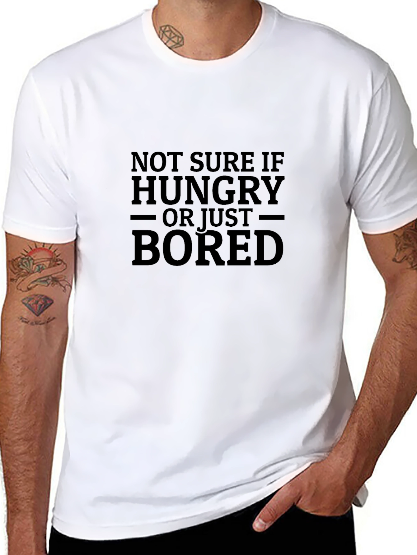 Black Hungry or Bored Men's Black T-Shirt view 8