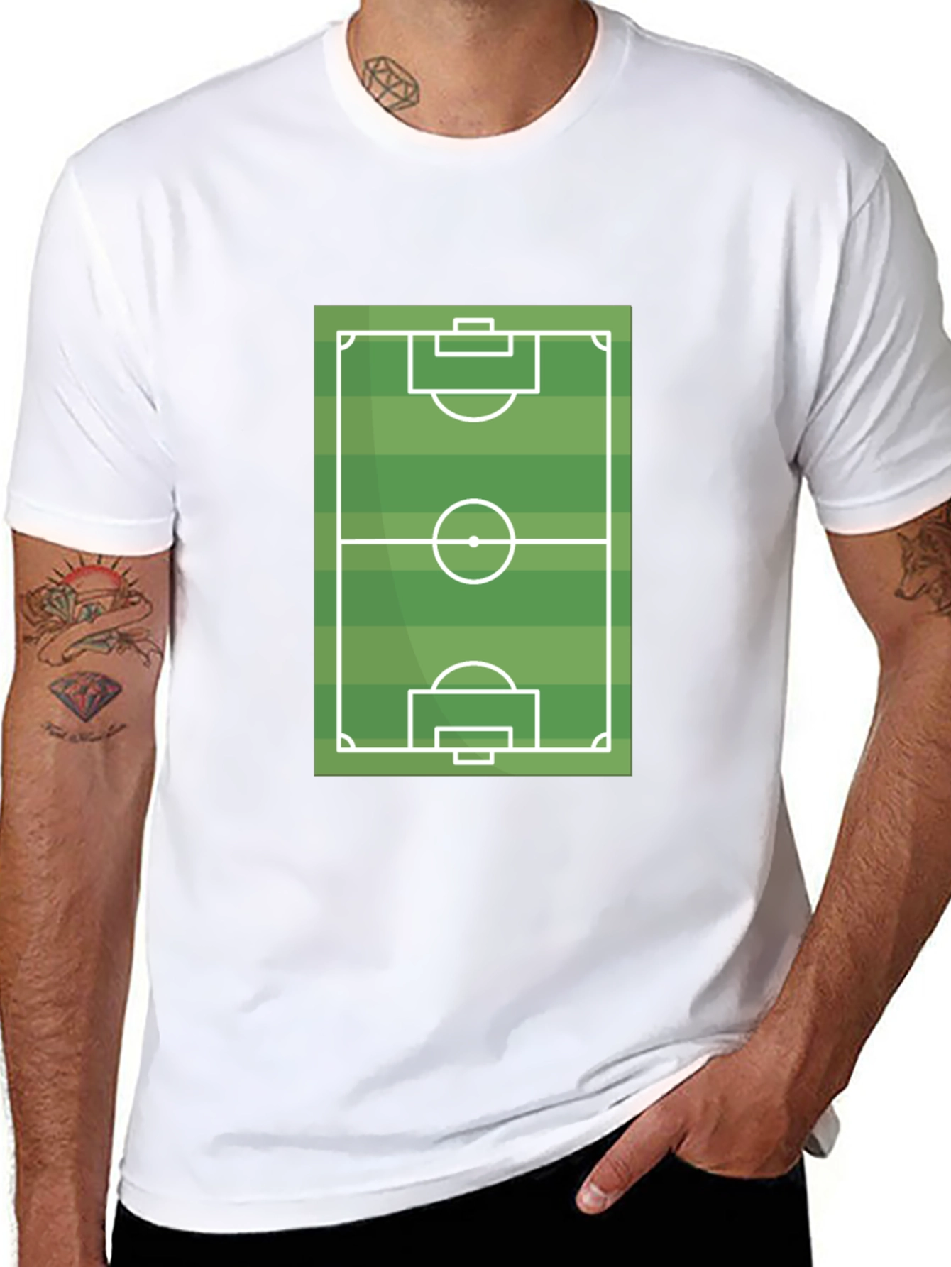 Black Soccer Field Graphic T-Shirt - Black Cotton Tee view 8