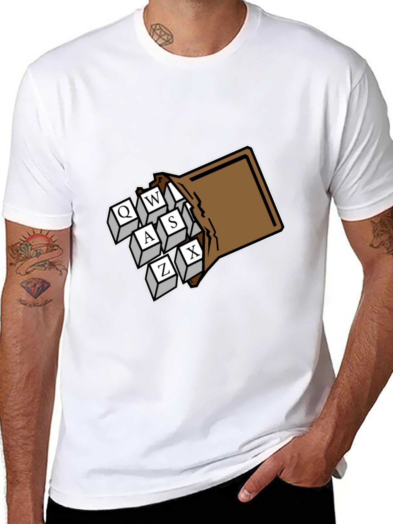 Black Gamer Keys T-Shirt - QWASZX Design view 8