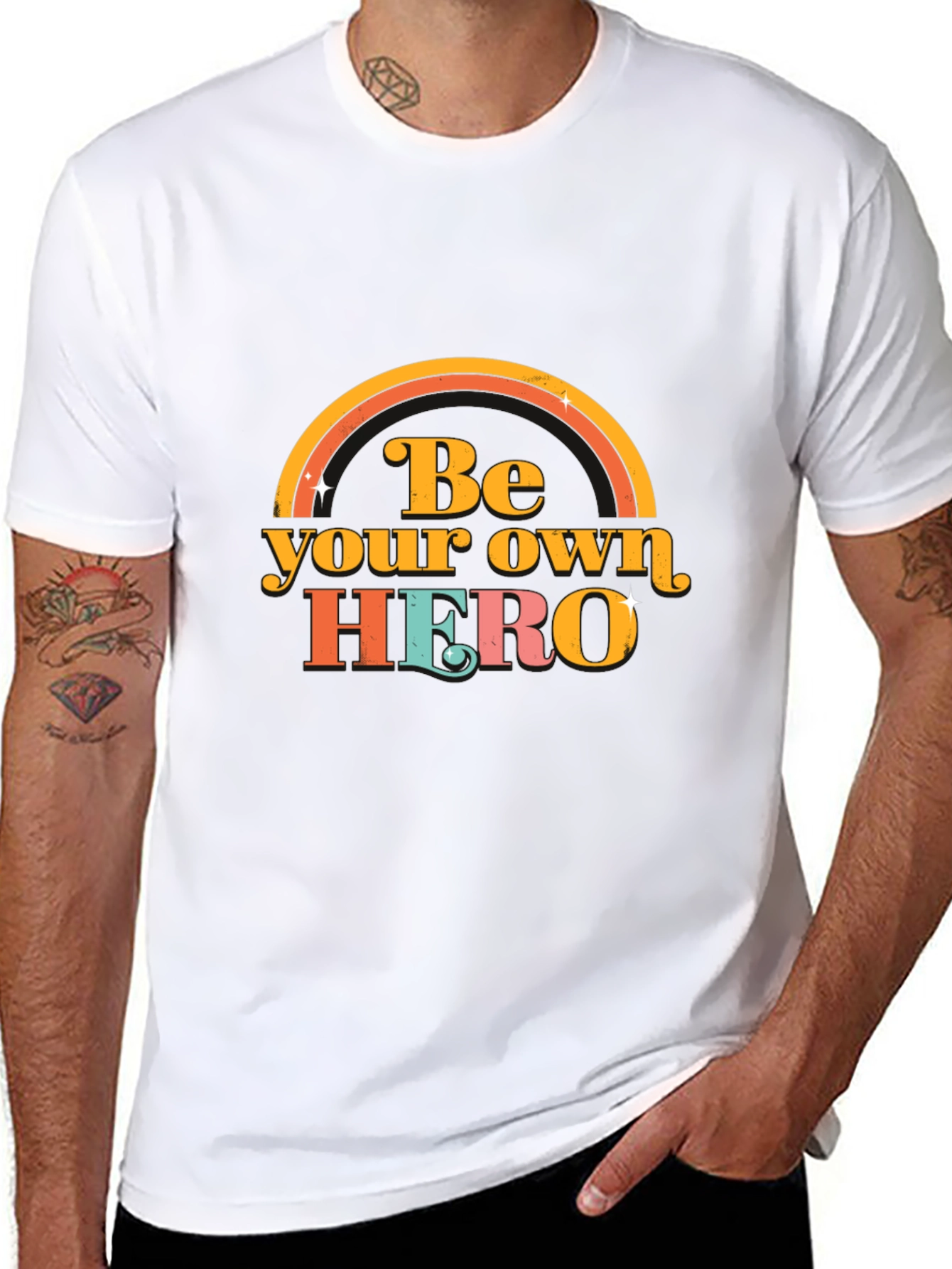 Black Be Your Own Hero Graphic Tee view 8