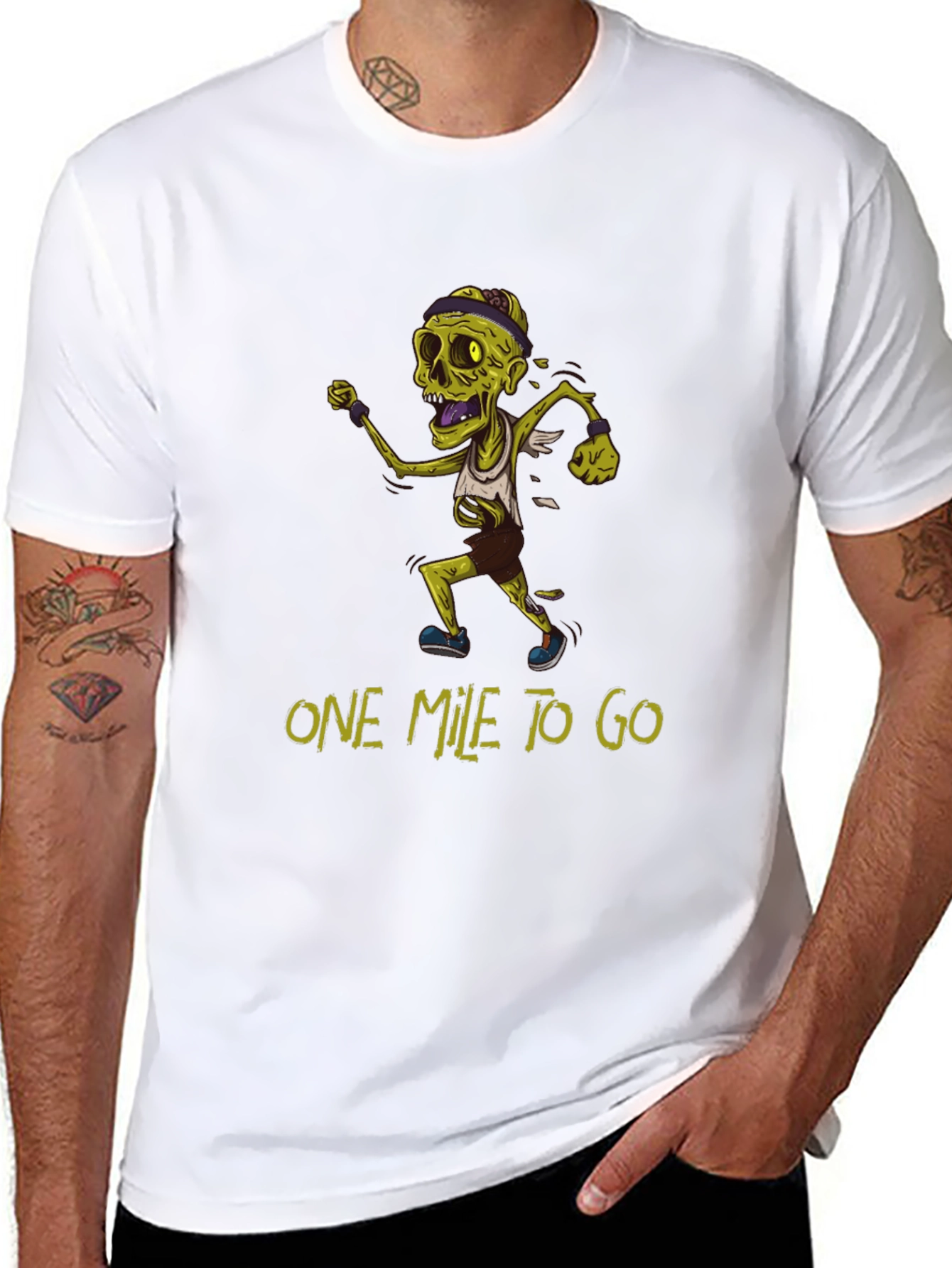 Black Zombie Runner T-Shirt - One Mile To Go view 8