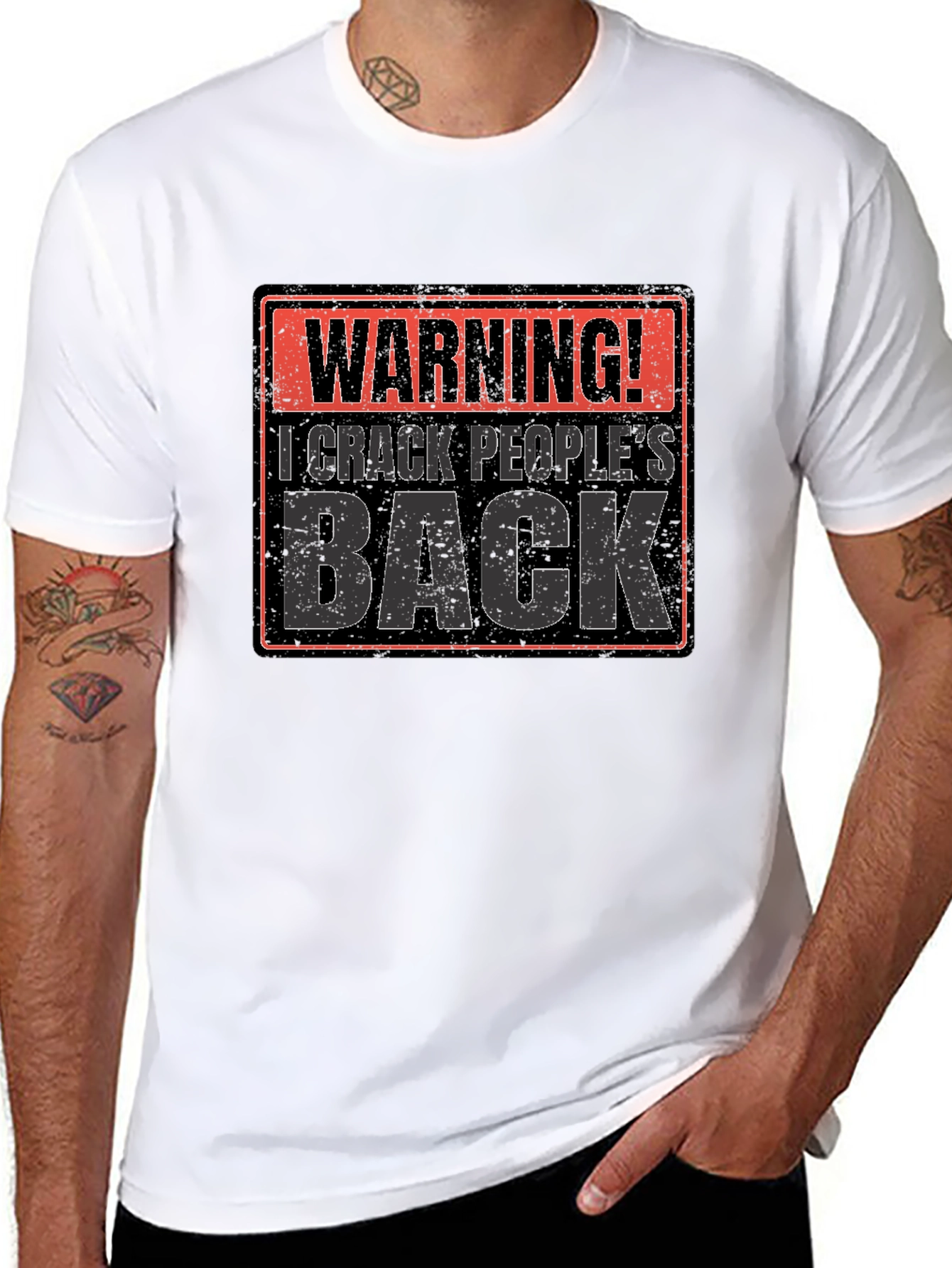 Black Warning! I Crack People's Back Funny T-Shirt view 8