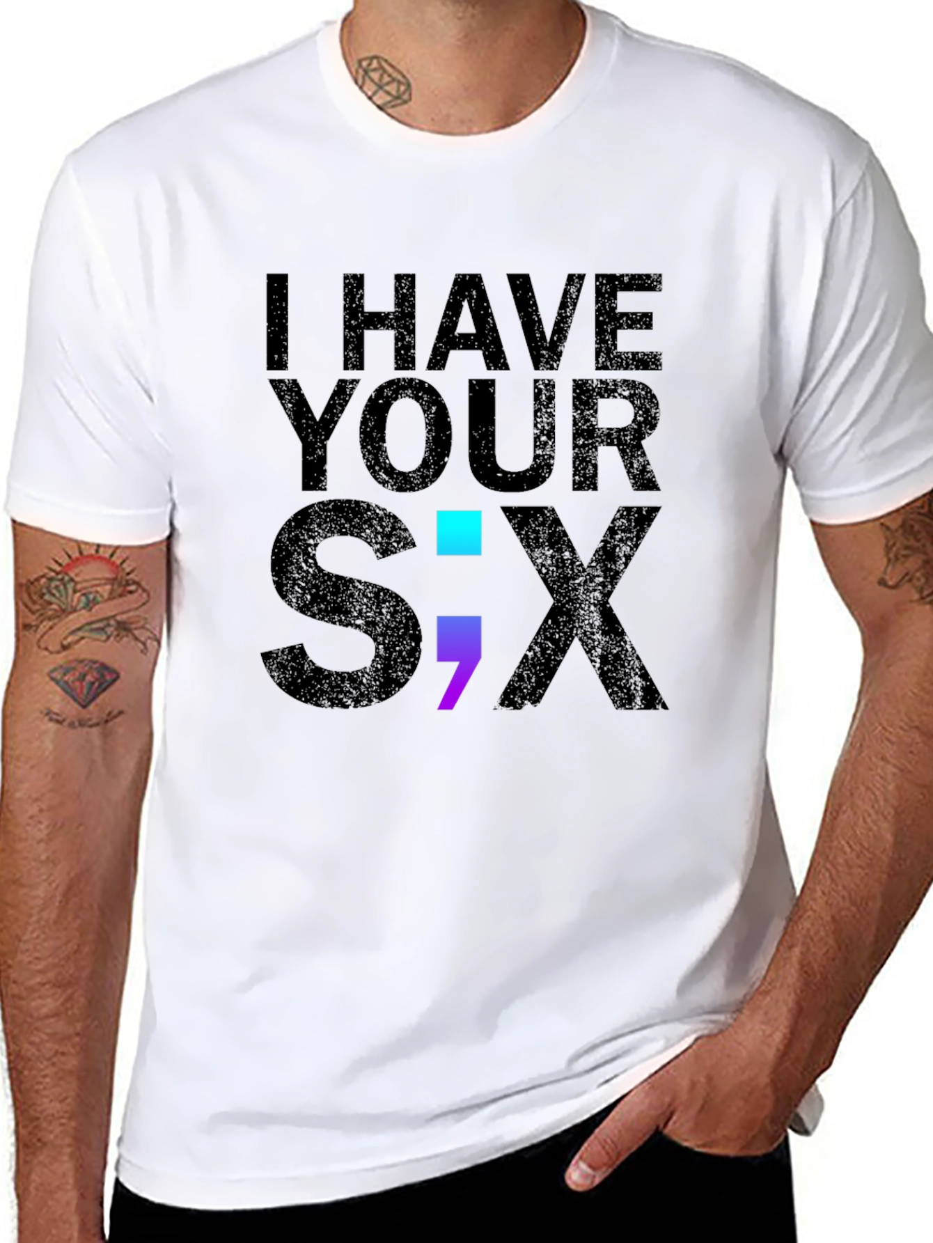 Black I Have Your Six T-Shirt, Support Graphic Tee view 8