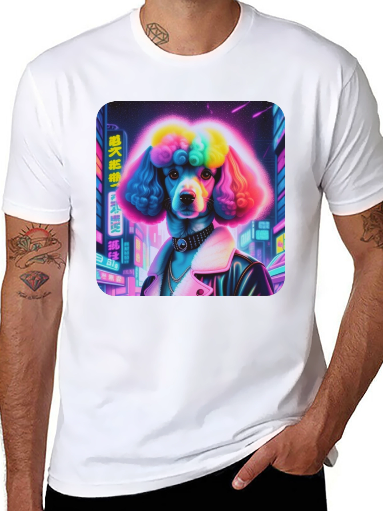 Black Cyberpunk Poodle Graphic Tee view 8