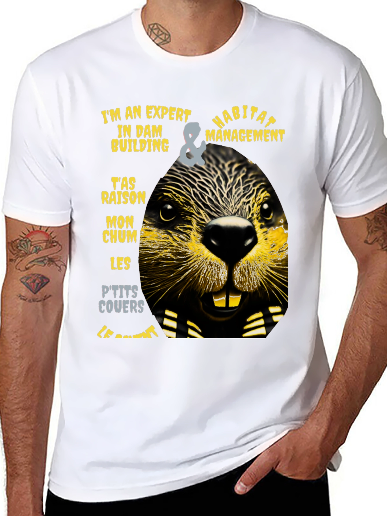 Black Expert Dam Builder T-Shirt - Funny Beaver Habitat Management Tee view 8