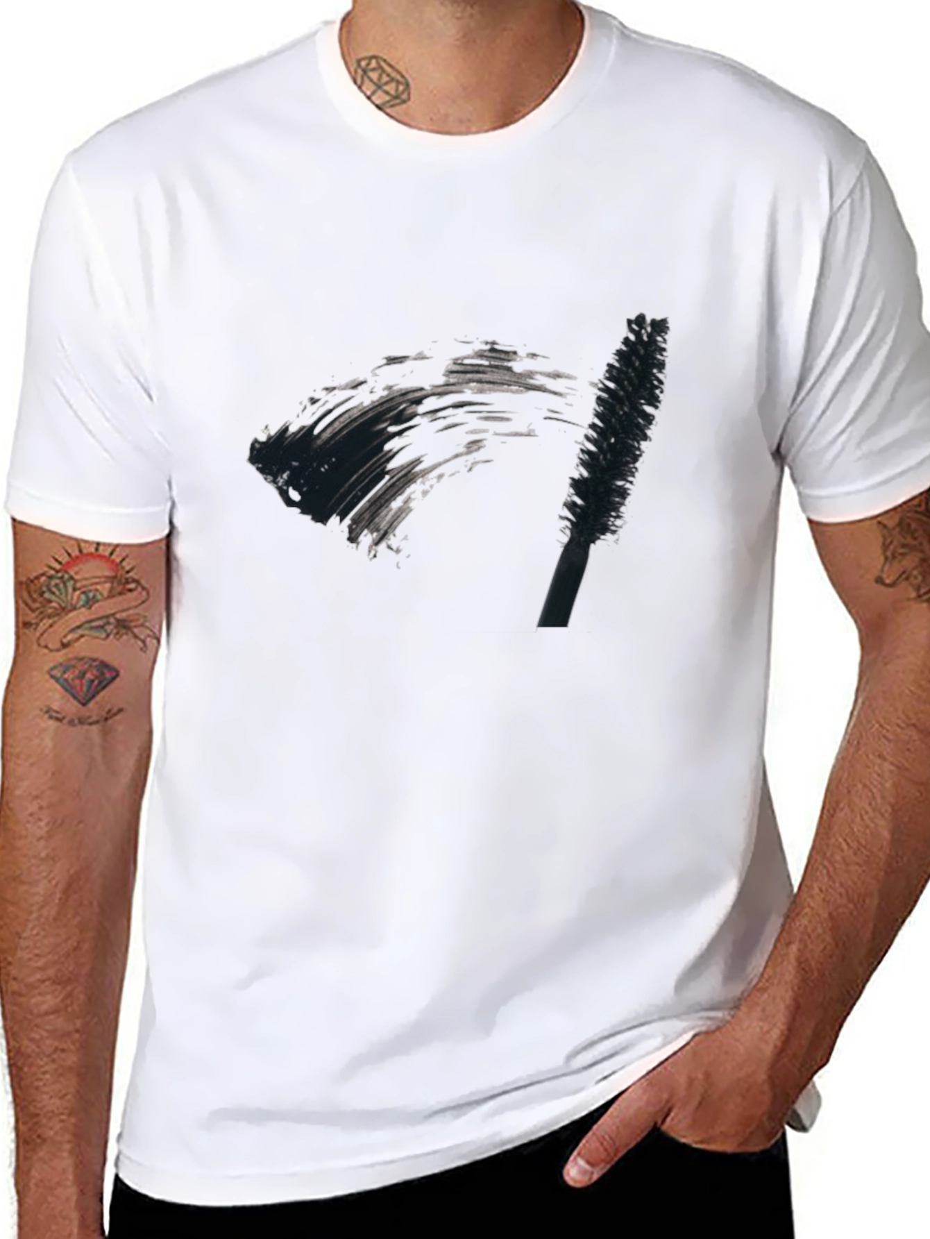 Black Mascara Brush Graphic Tee - Unisex Black T-Shirt view 8