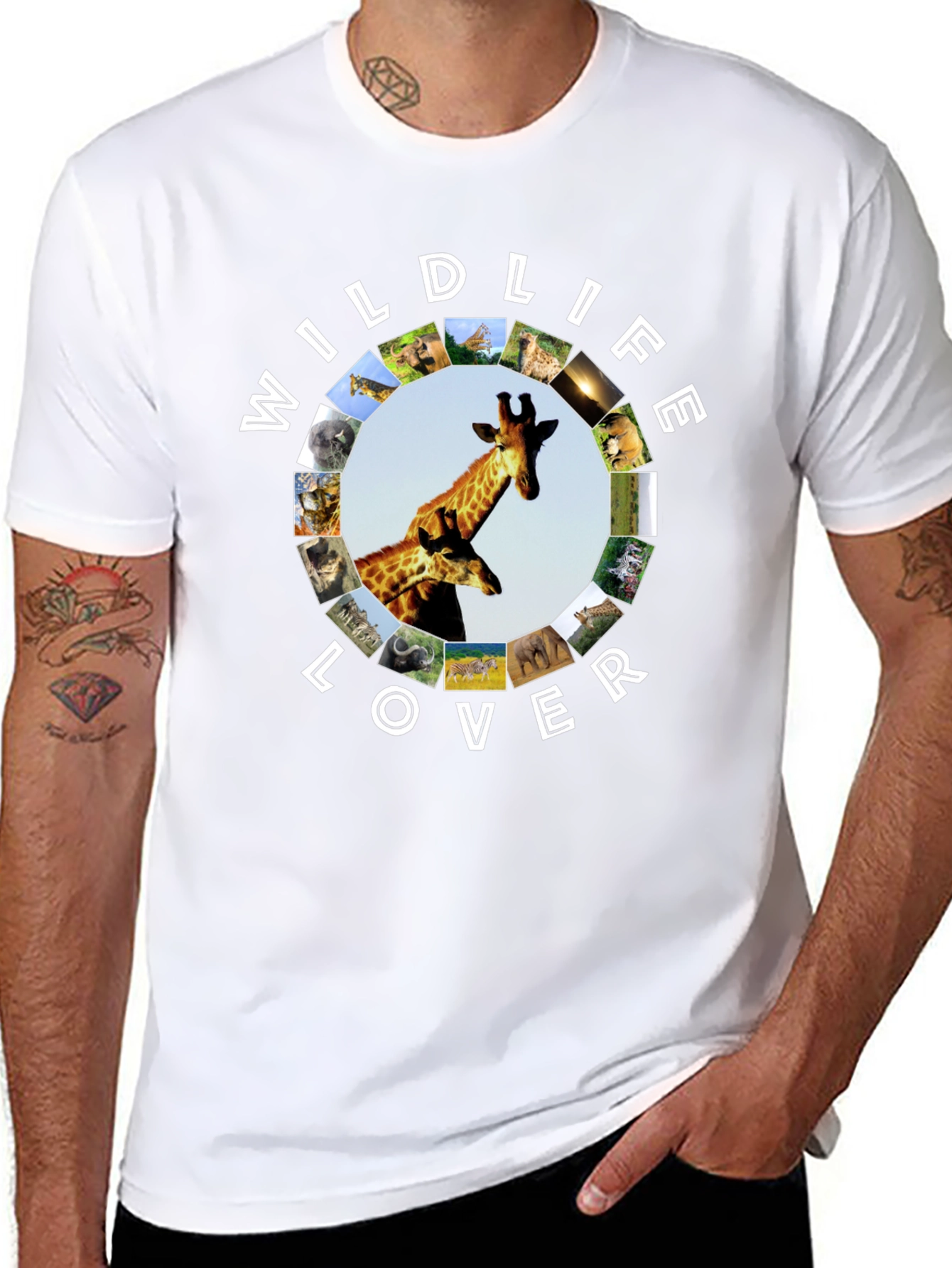 Wildlife Lover Graphic T-Shirt - Animal Circle Design - 8