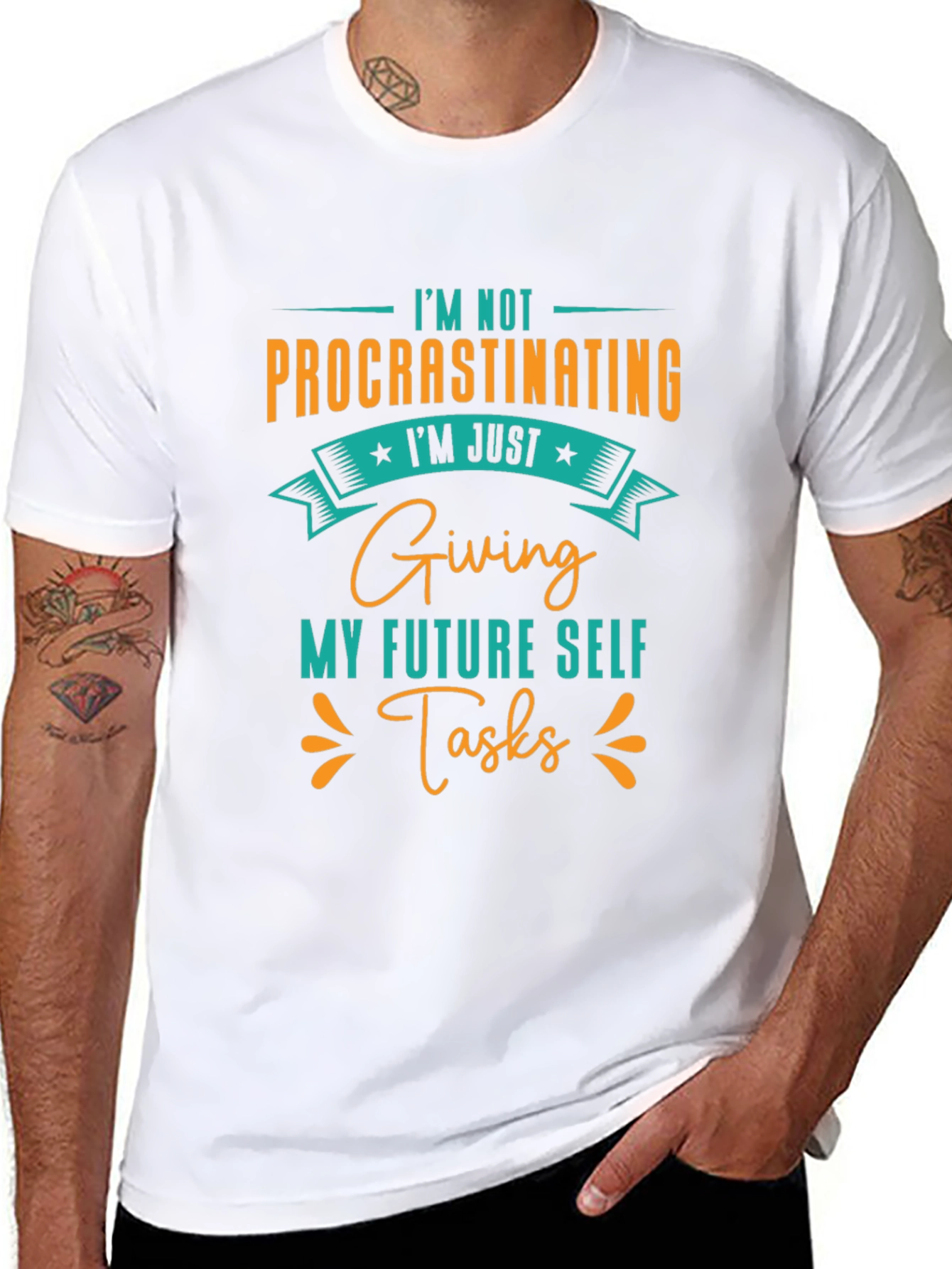 Black Procrastinating Graphic Tee - Funny Slogan T-Shirt view 8