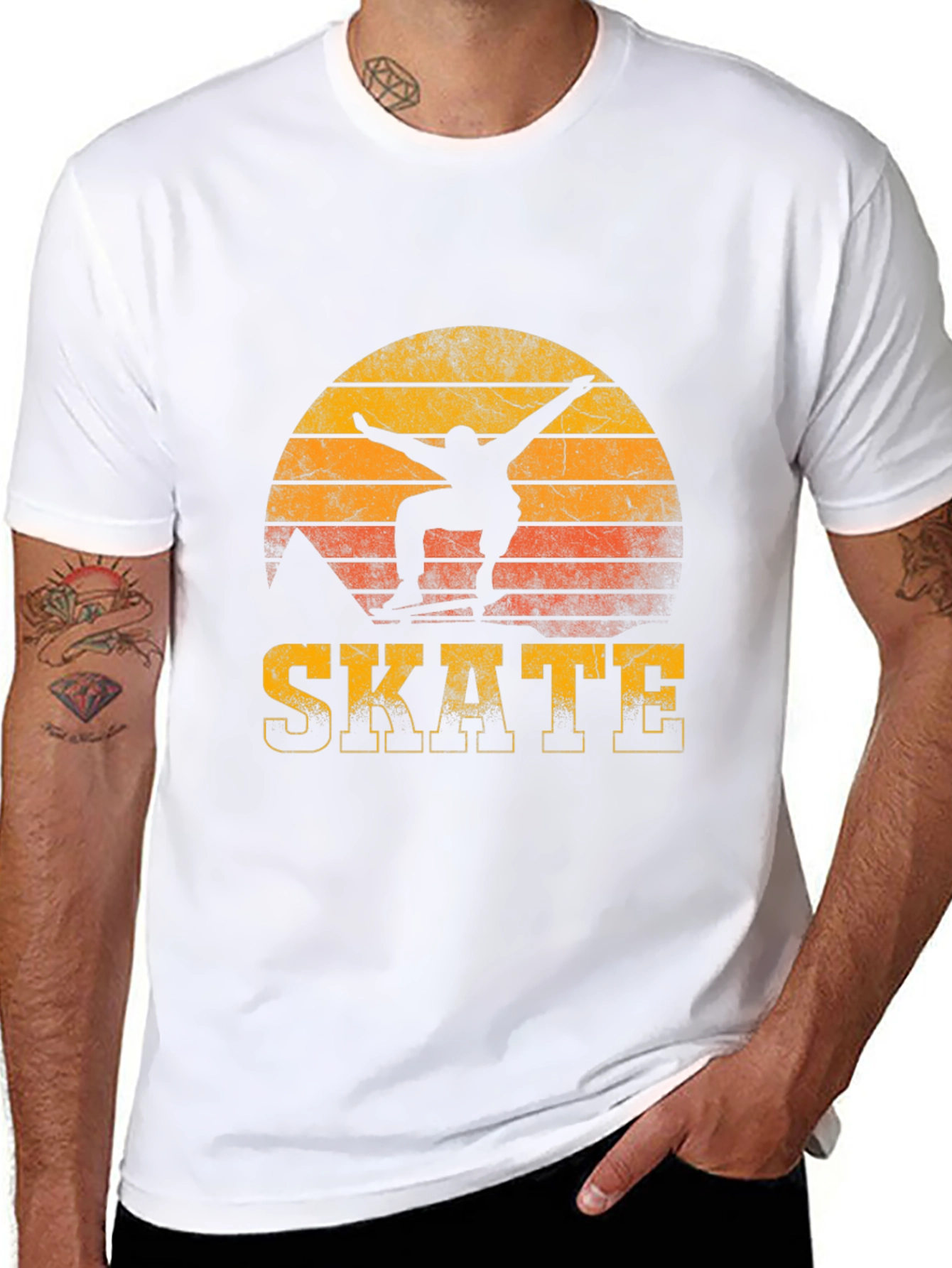 Black Vintage Sunset Skate T-Shirt view 8