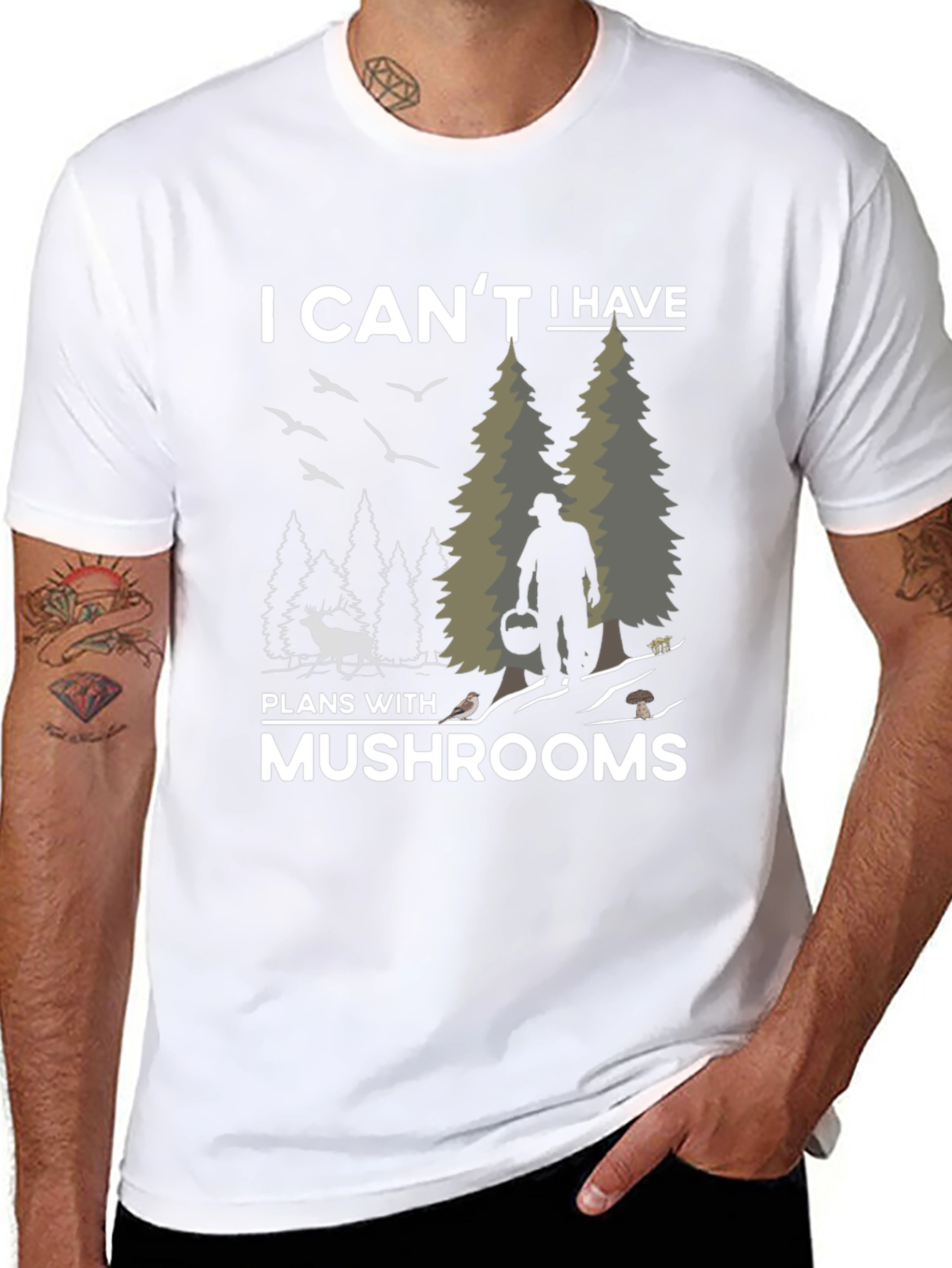 Black Mushroom Lover's T-Shirt - I Can't Have Plans With Mushrooms view 8