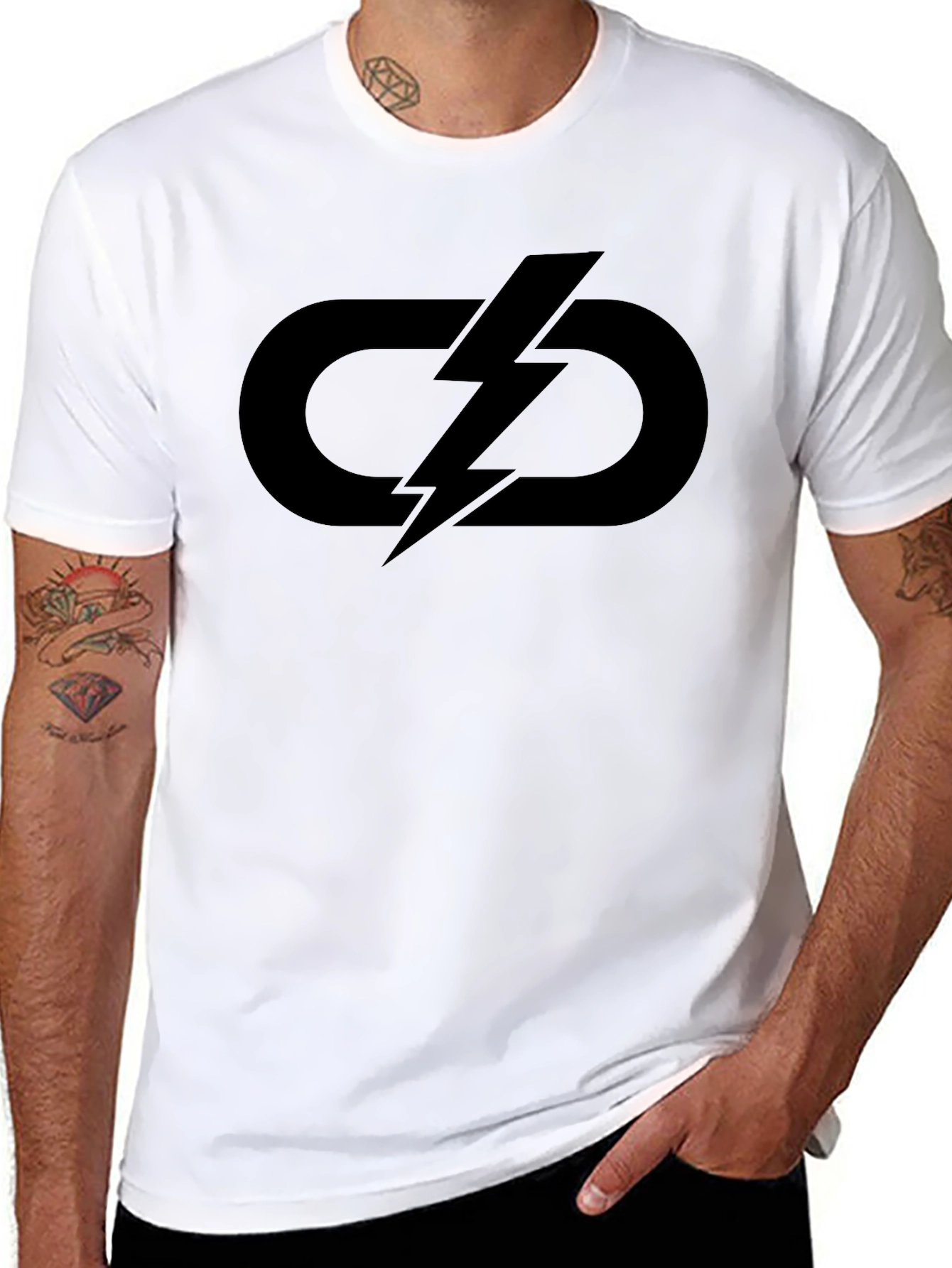 Black Black Lightning Logo Graphic T-Shirt view 8