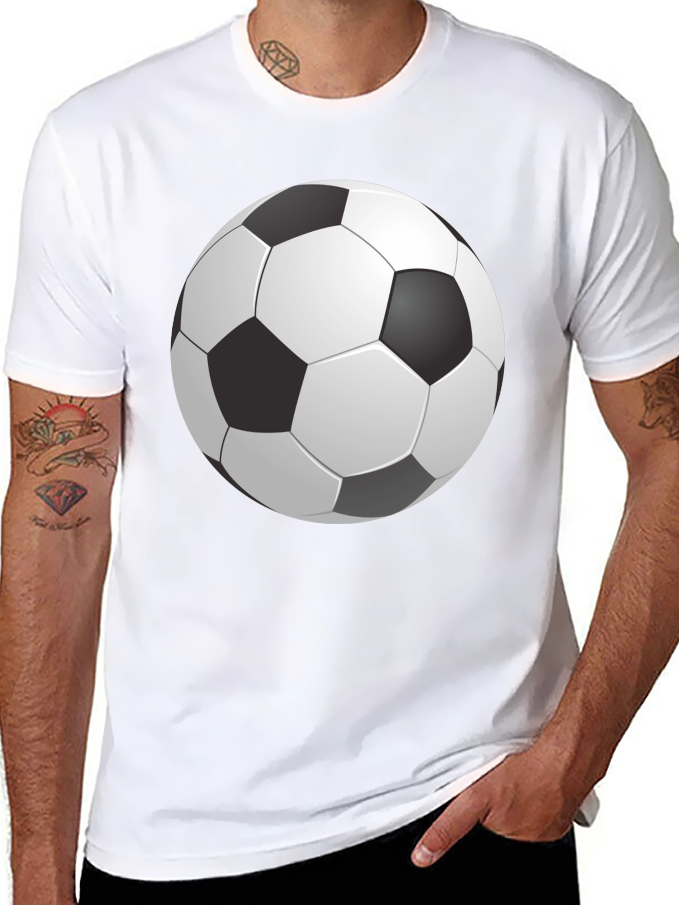 Black Soccer Ball Graphic Print Black T-Shirt view 8