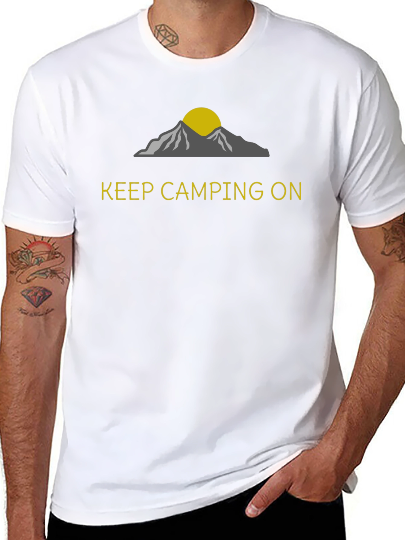 Black Keep Camping On Black Graphic T-Shirt view 8