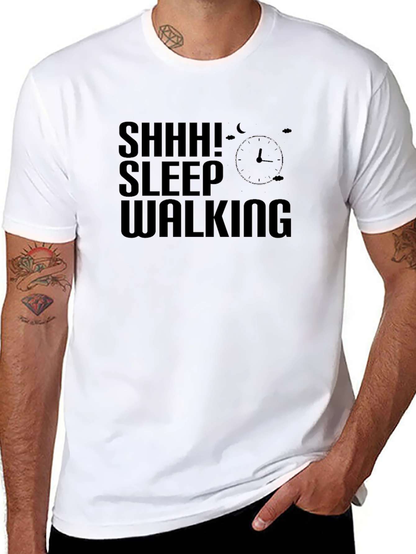 Black Shhh! Sleepwalking Graphic Tee - Soft Cotton Blend view 8
