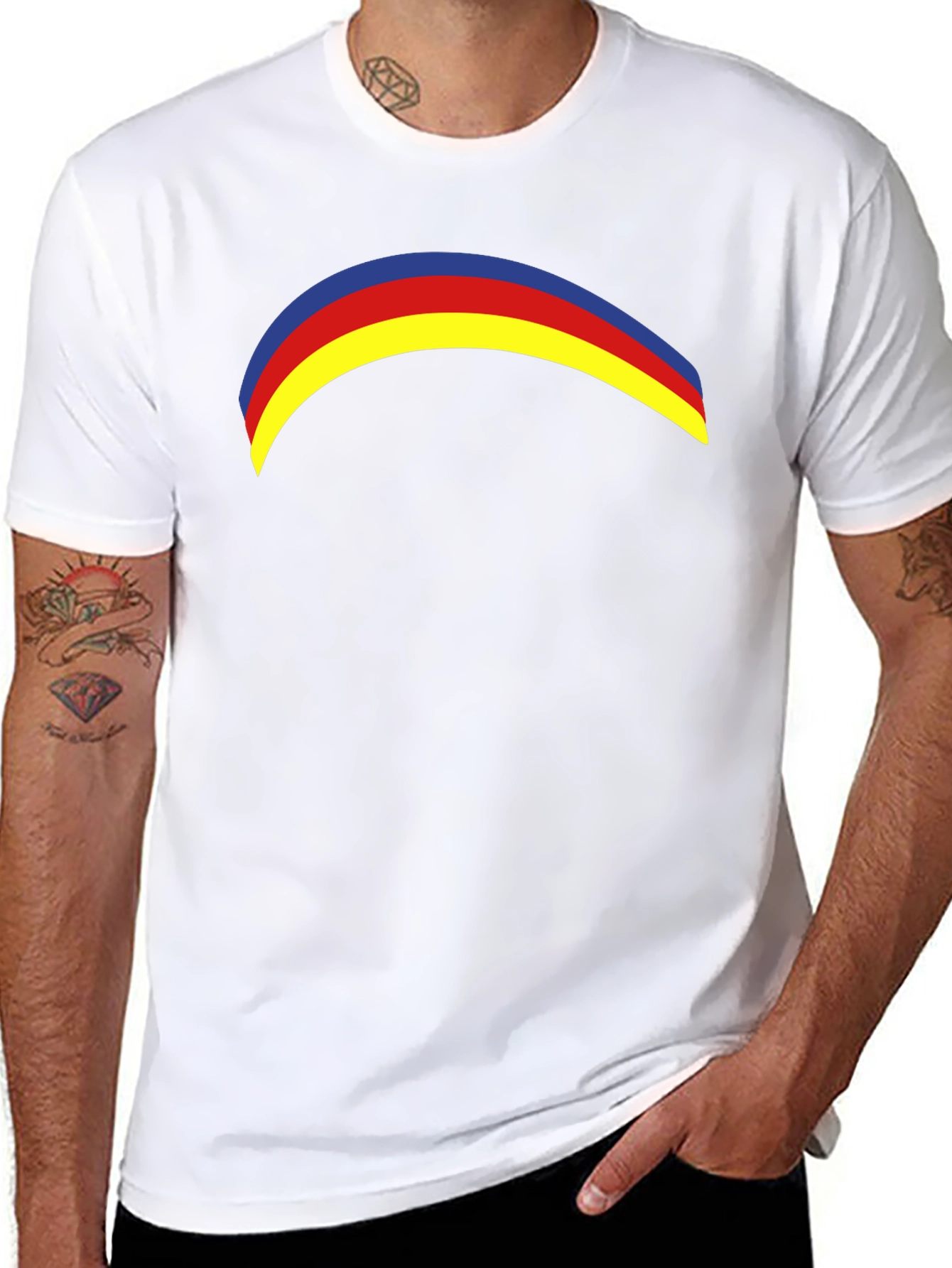Black Rainbow Arc Graphic Tee - Casual Black T-Shirt view 8