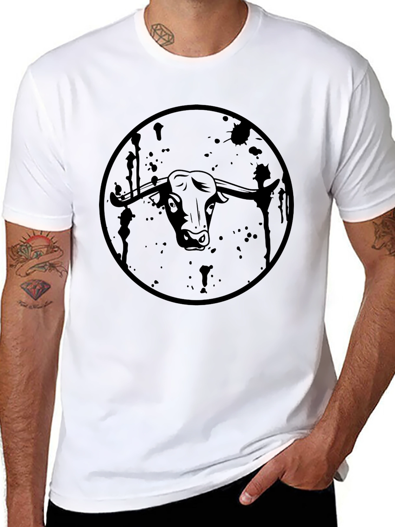 Black Black Bull Graphic Tee - Men's Stylish Crew Neck T-Shirt view 8