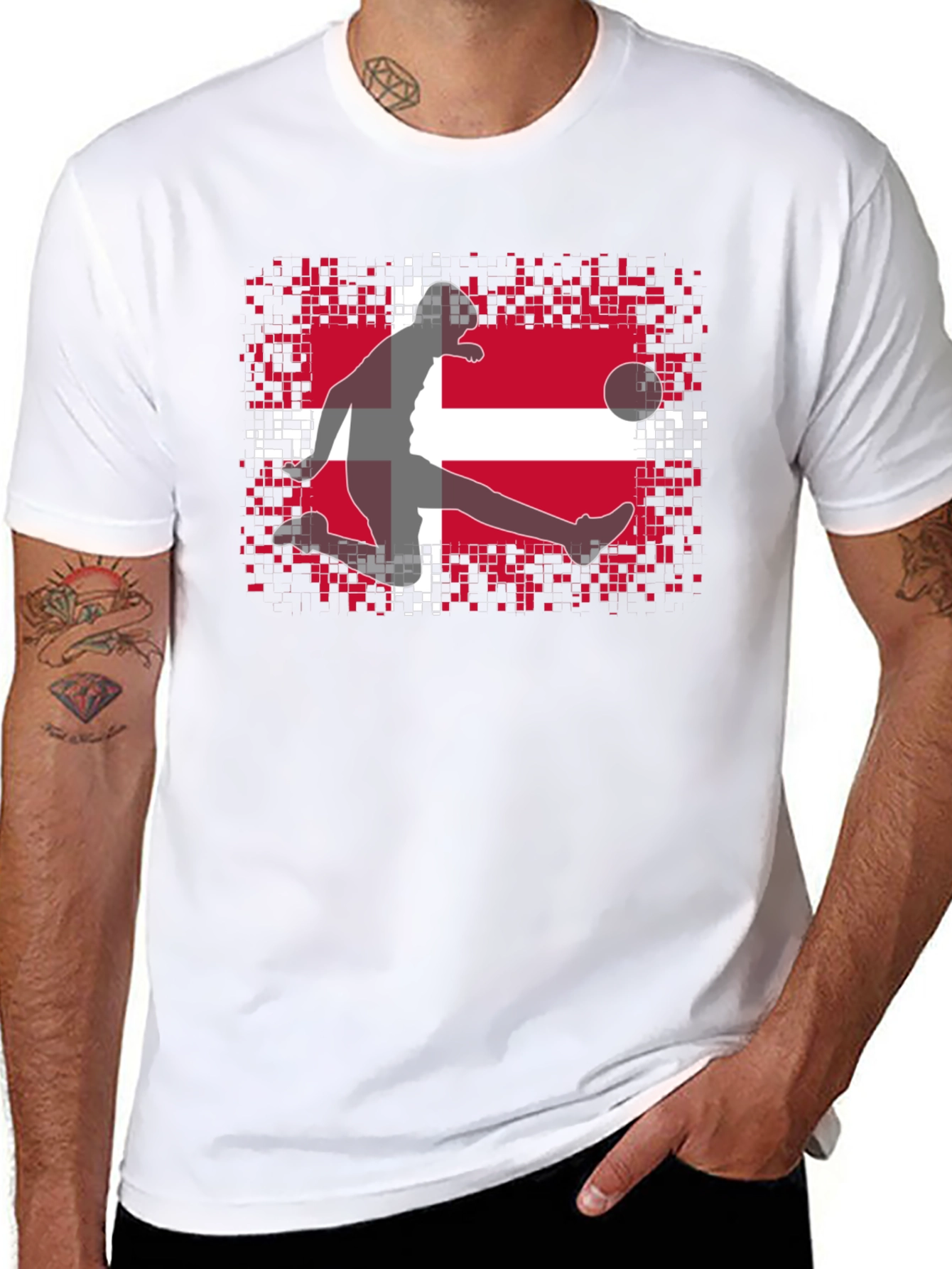 Black Denmark Flag Soccer Black T-Shirt view 8