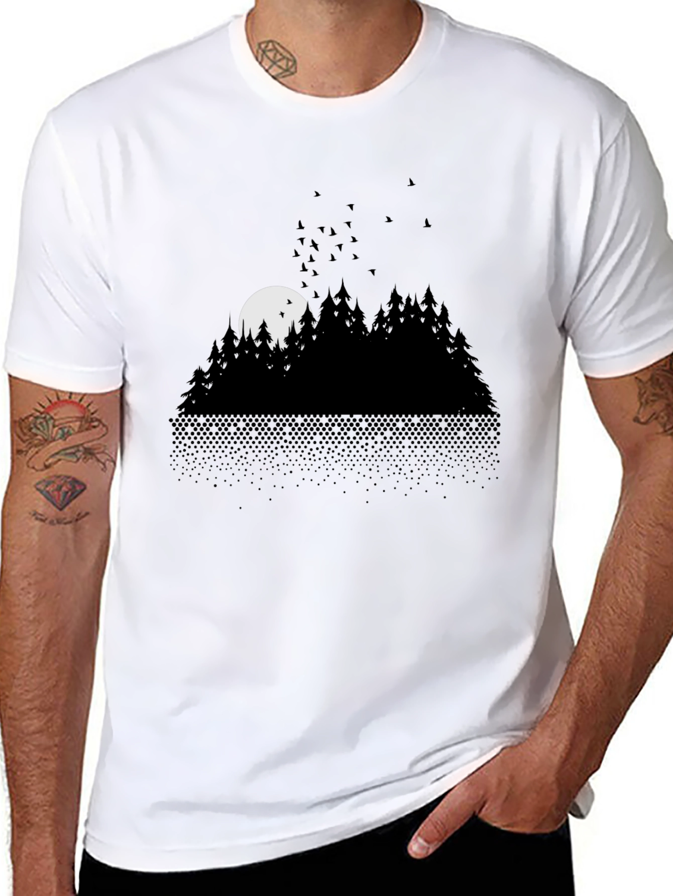 Black Midnight Forest Graphic Tee - Black view 8