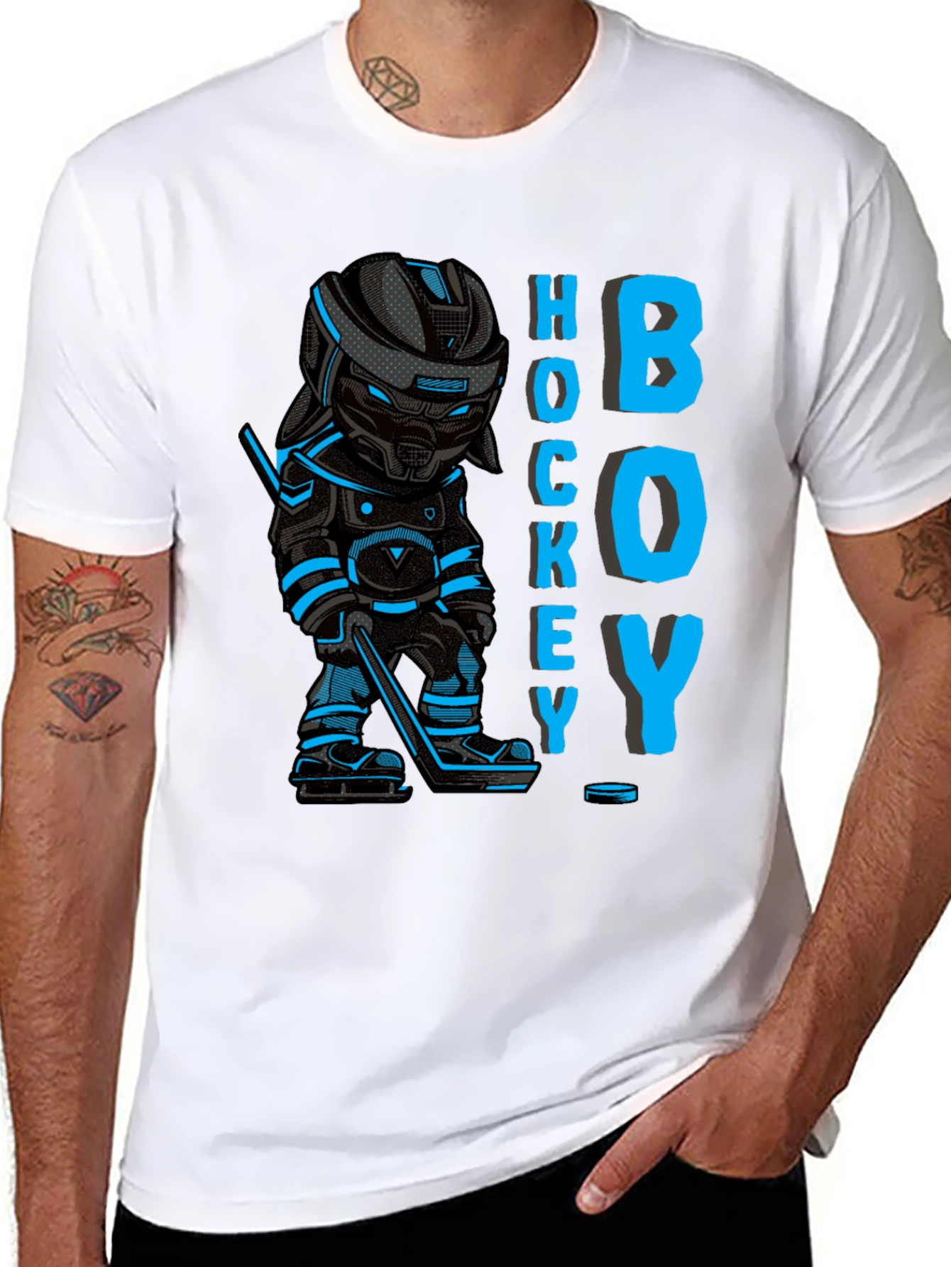 Black Hockey Boy Graphic T-Shirt view 8