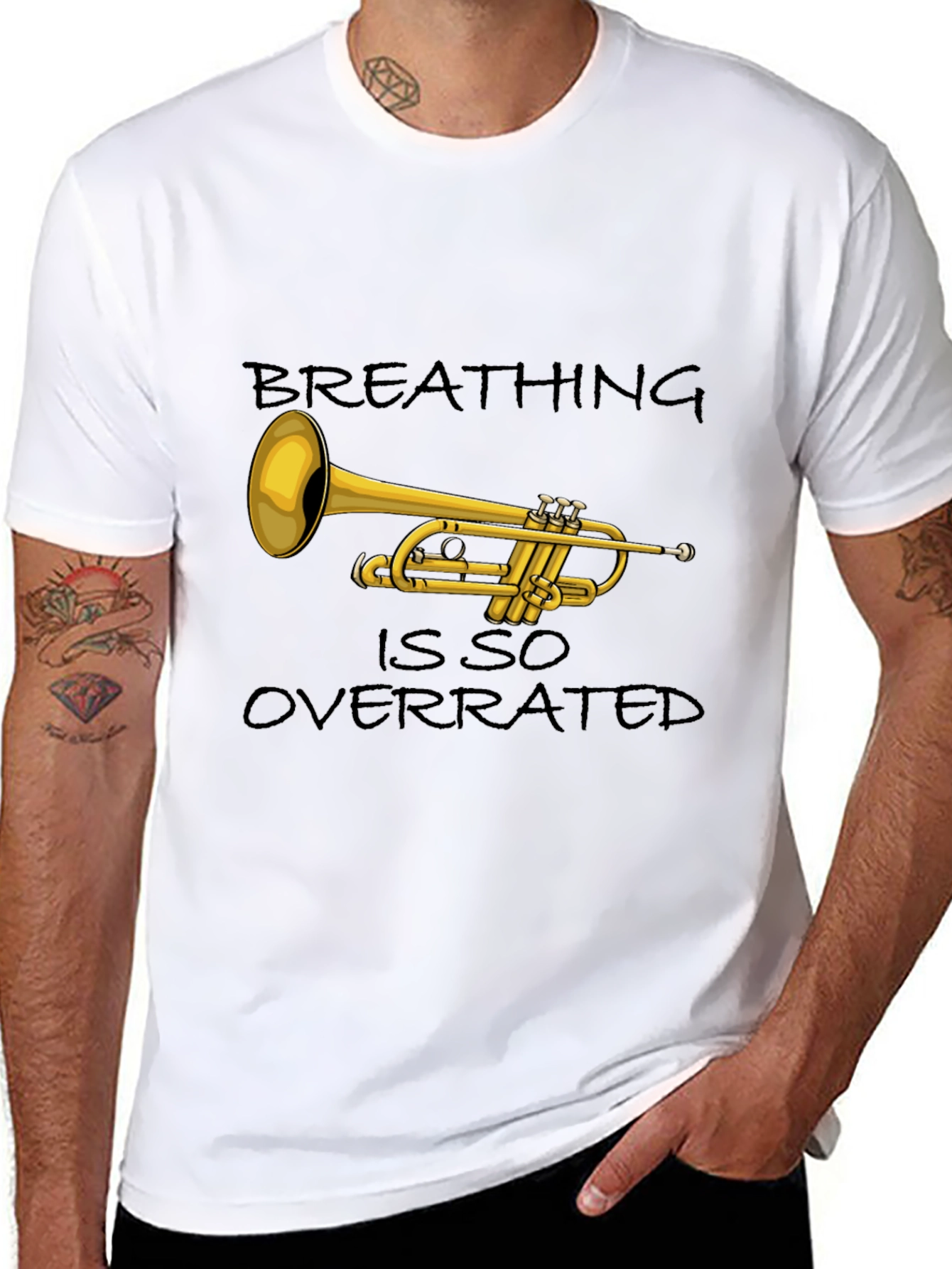 Black Breathing is so Overrated Trumpet T-Shirt view 8