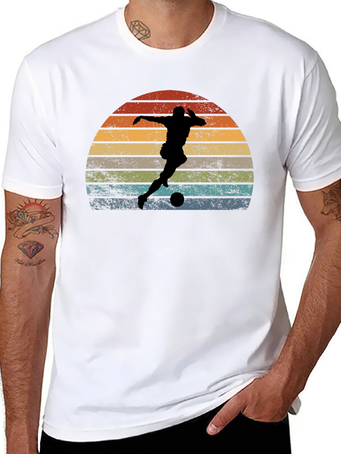 Black Retro Soccer Player Graphic Tee view 8