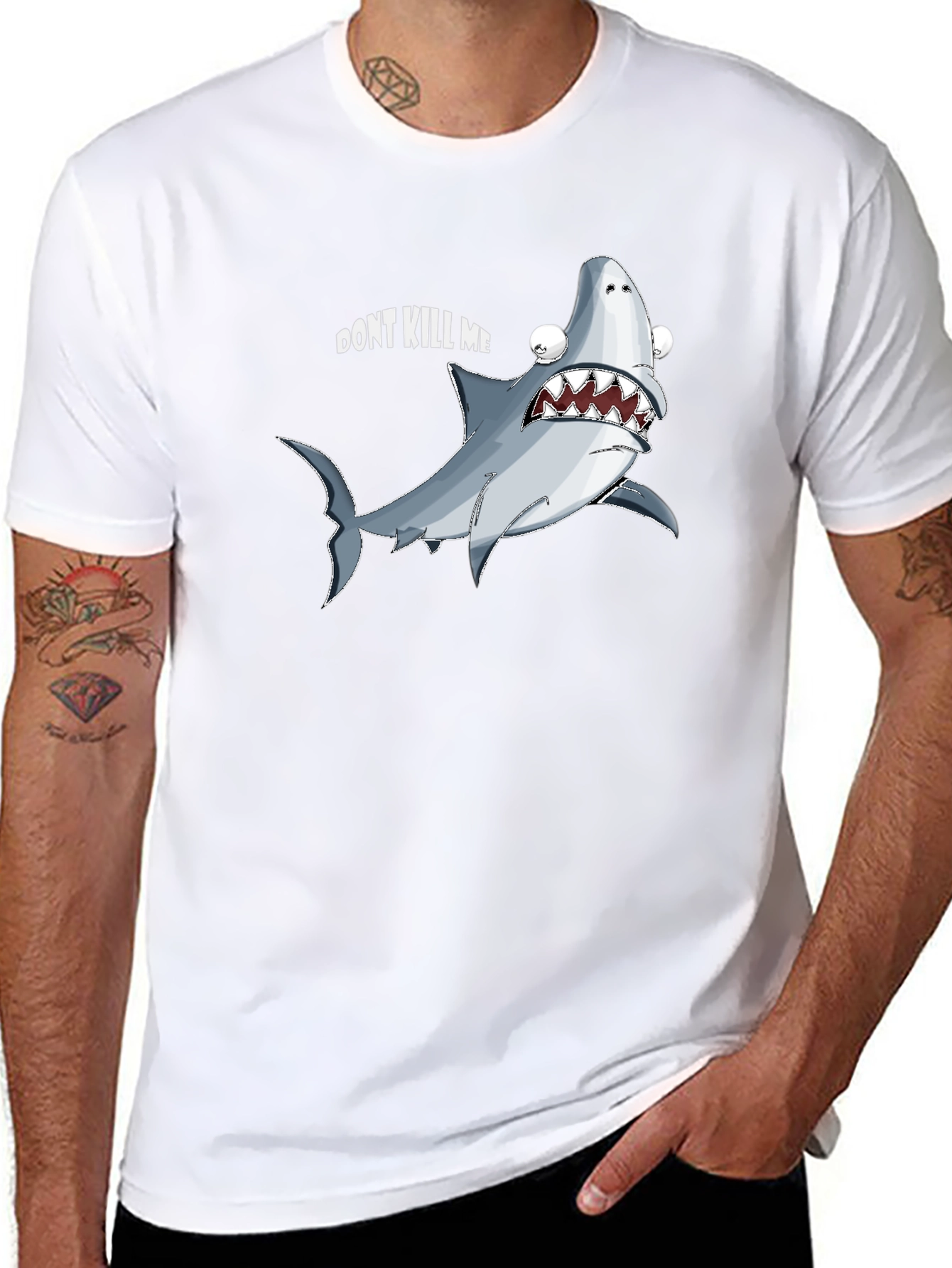 Black Funny Shark Graphic Tee - "Don't Kill Me" view 8