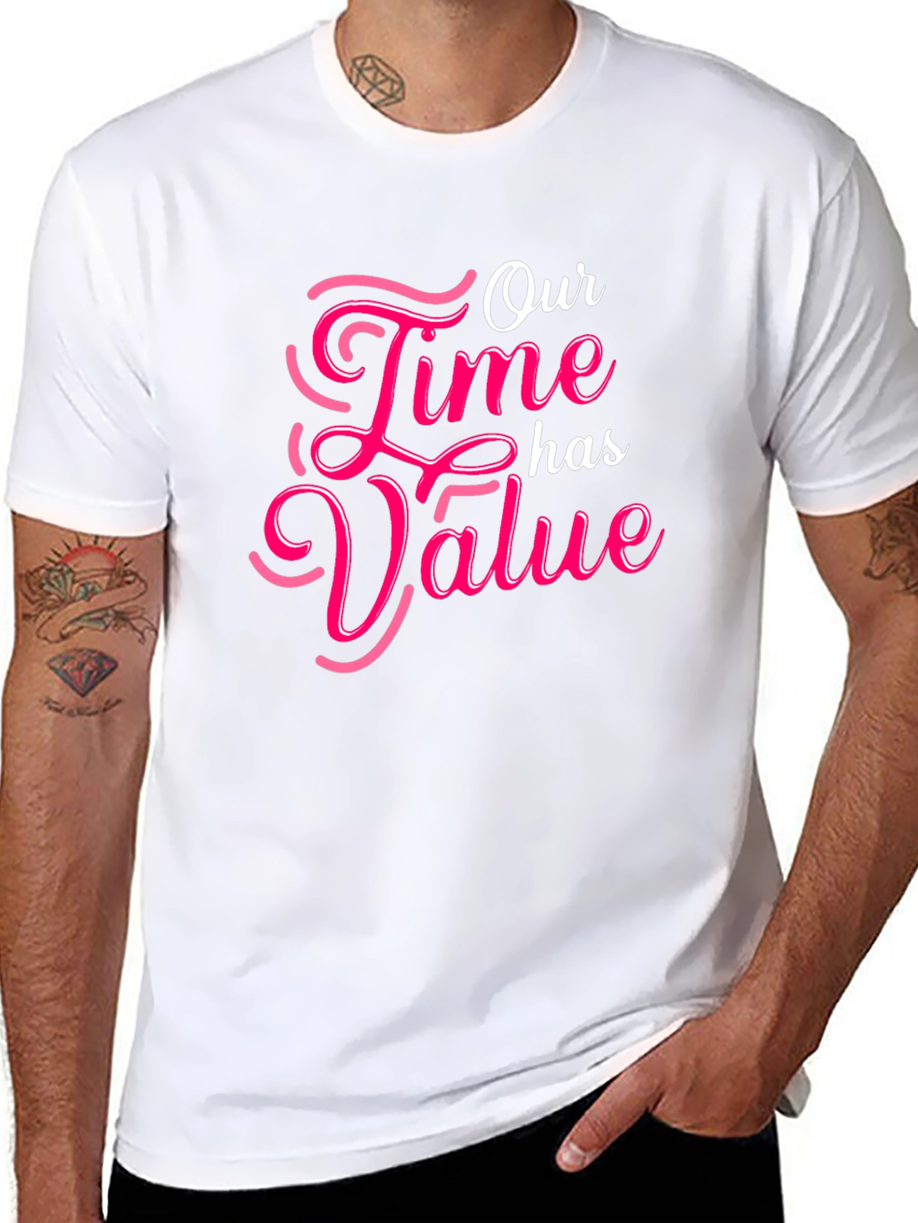 Black Our Time Has Value Black Graphic Tee view 8