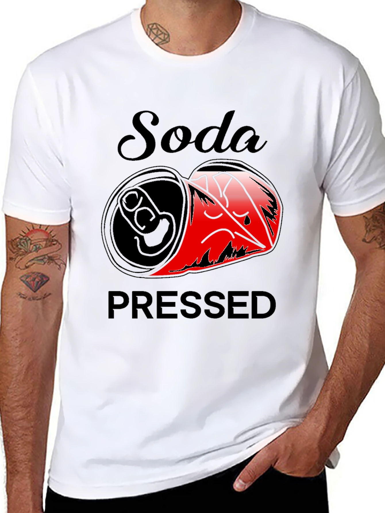 Black Soda Pressed Graphic Tee - Funny Pun T-Shirt view 8