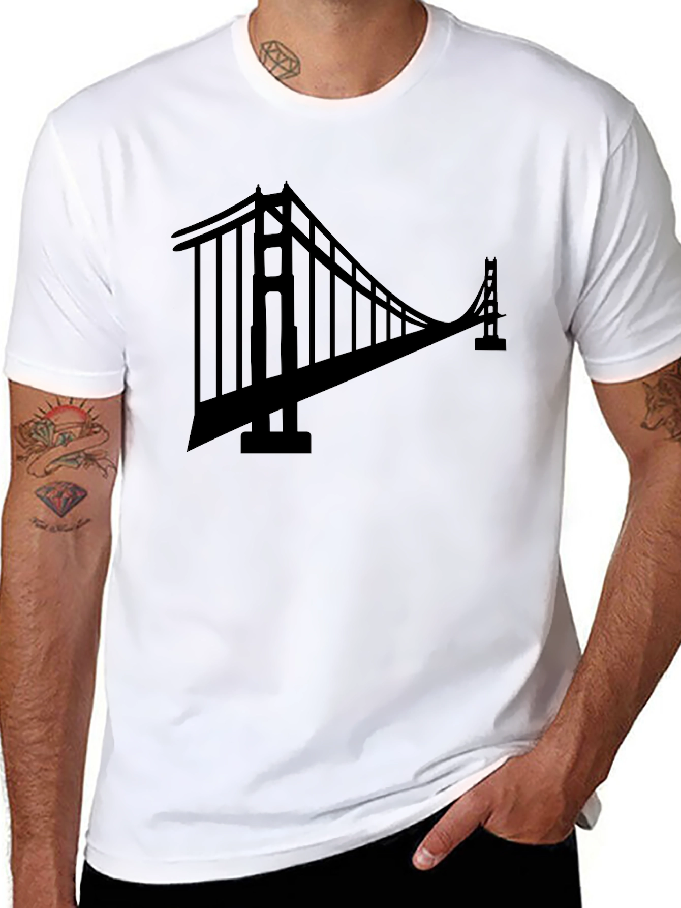 Black Golden Gate Bridge Black Graphic Tee view 8