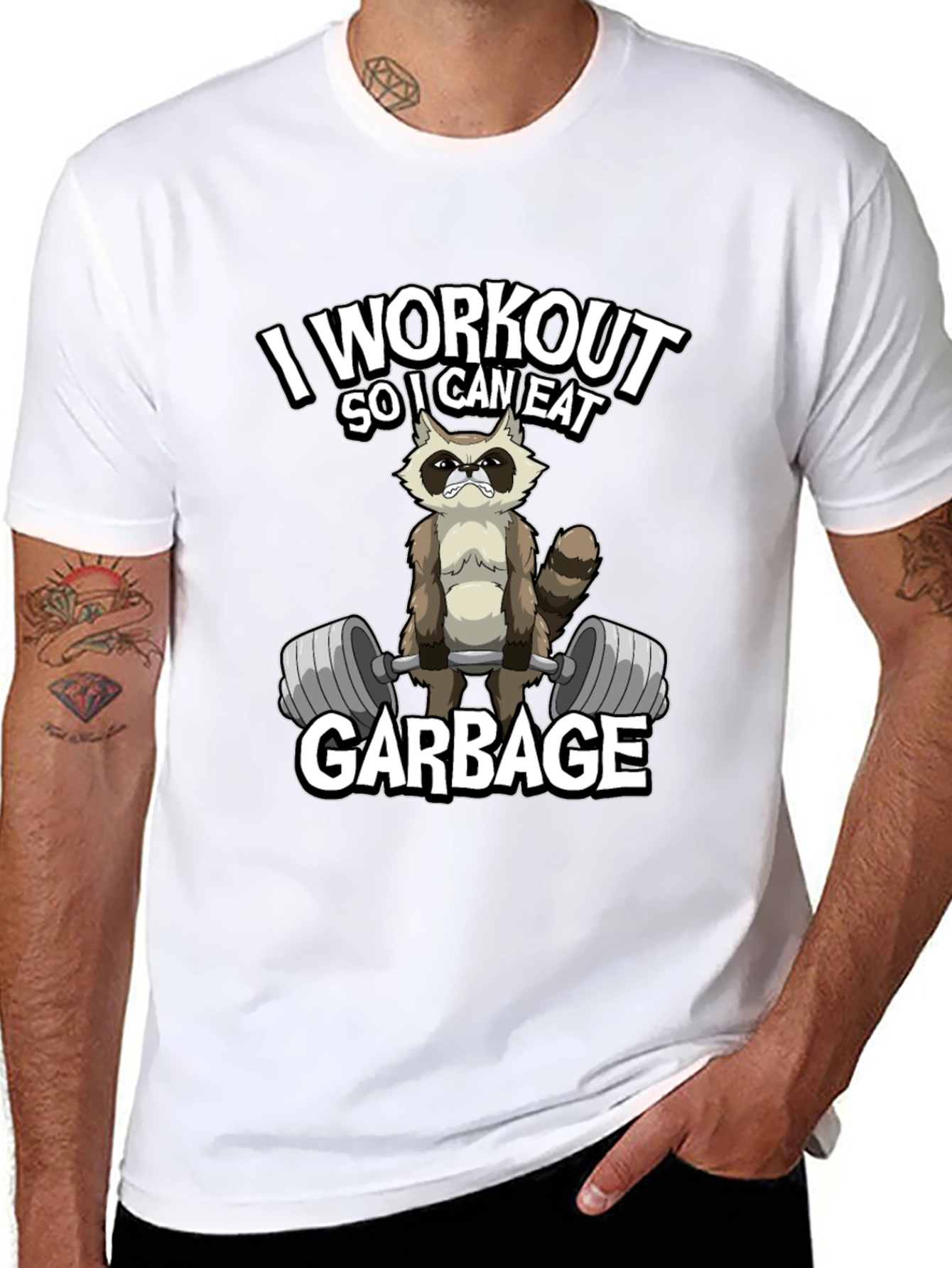 Black Workout Raccoon Graphic T-Shirt - Gym Humor view 8