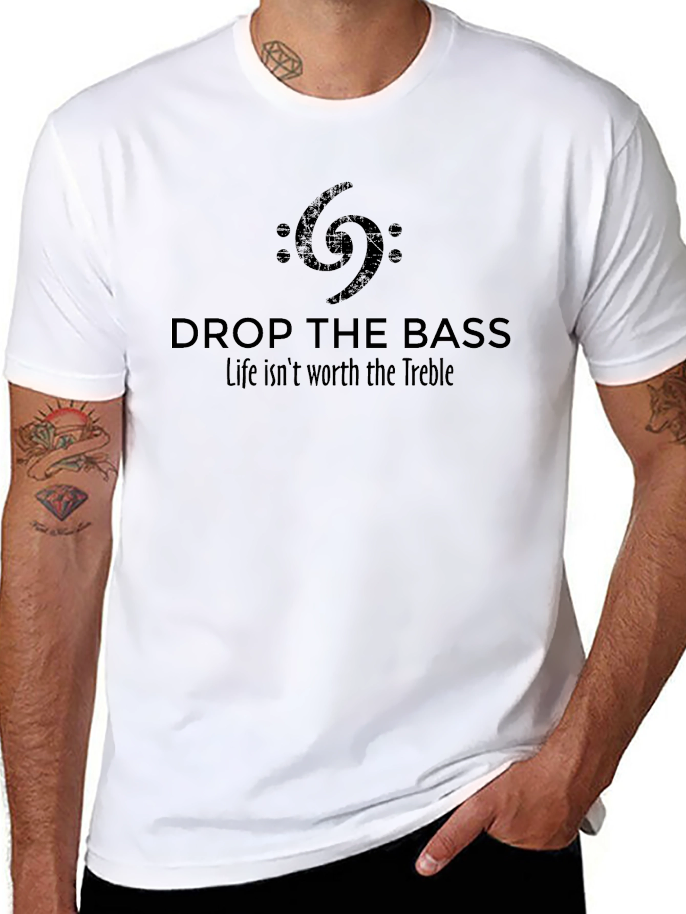 Black Drop the Bass Graphic Tee - Music Lover T-Shirt view 8