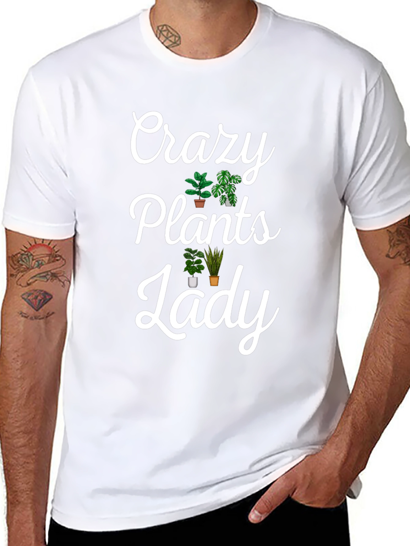 Black Crazy Plants Lady Graphic Tee - Novelty T-Shirt view 8