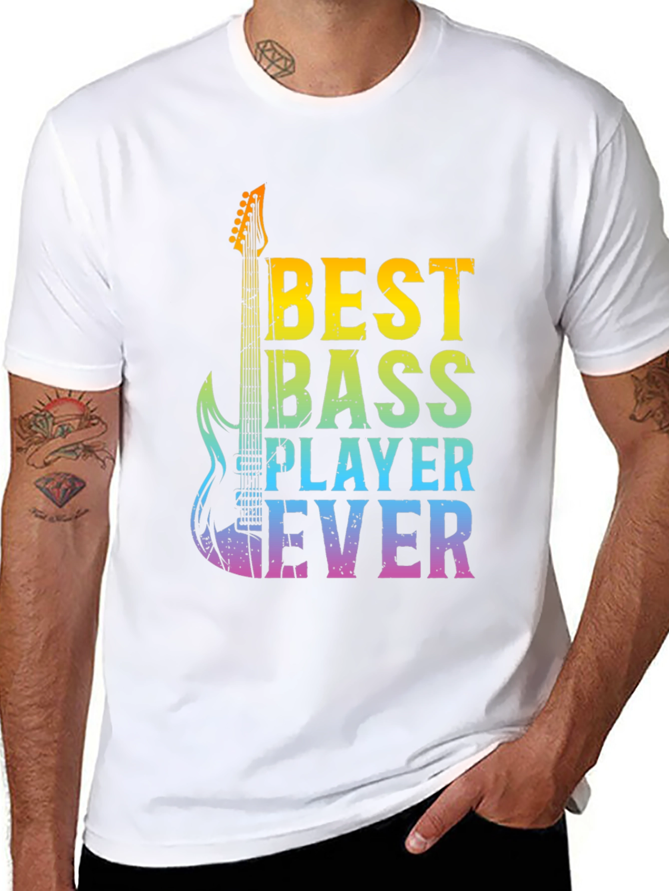 Black Best Bass Player Ever Graphic T-Shirt view 8
